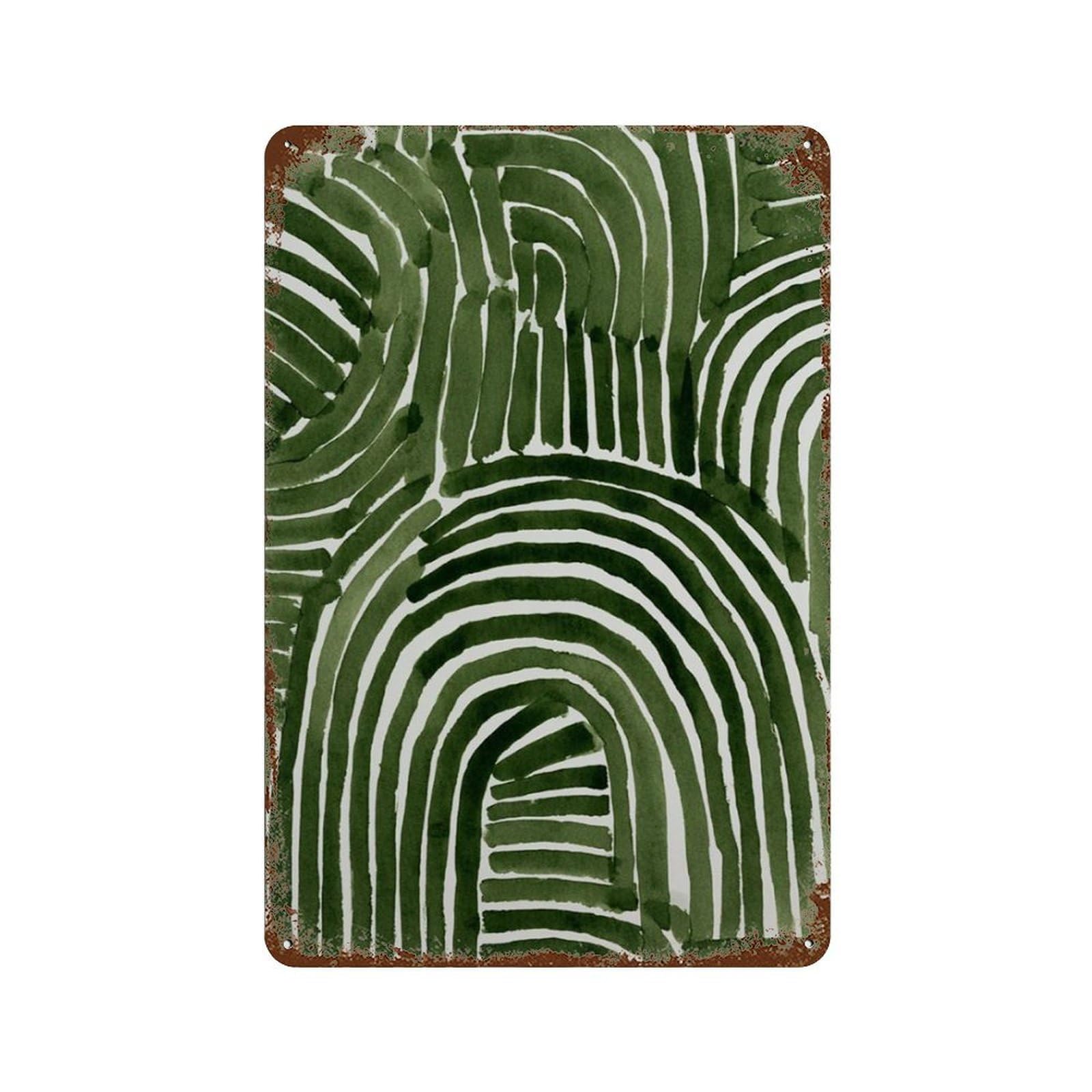 xiaoxiaoshen Green Abstract Botanical Modern Nature Minimal Wall Decor Art Metal Tin Poster Modern Home Decor Art Home Bar Shop Decorations Vintage Sign 30x20cm