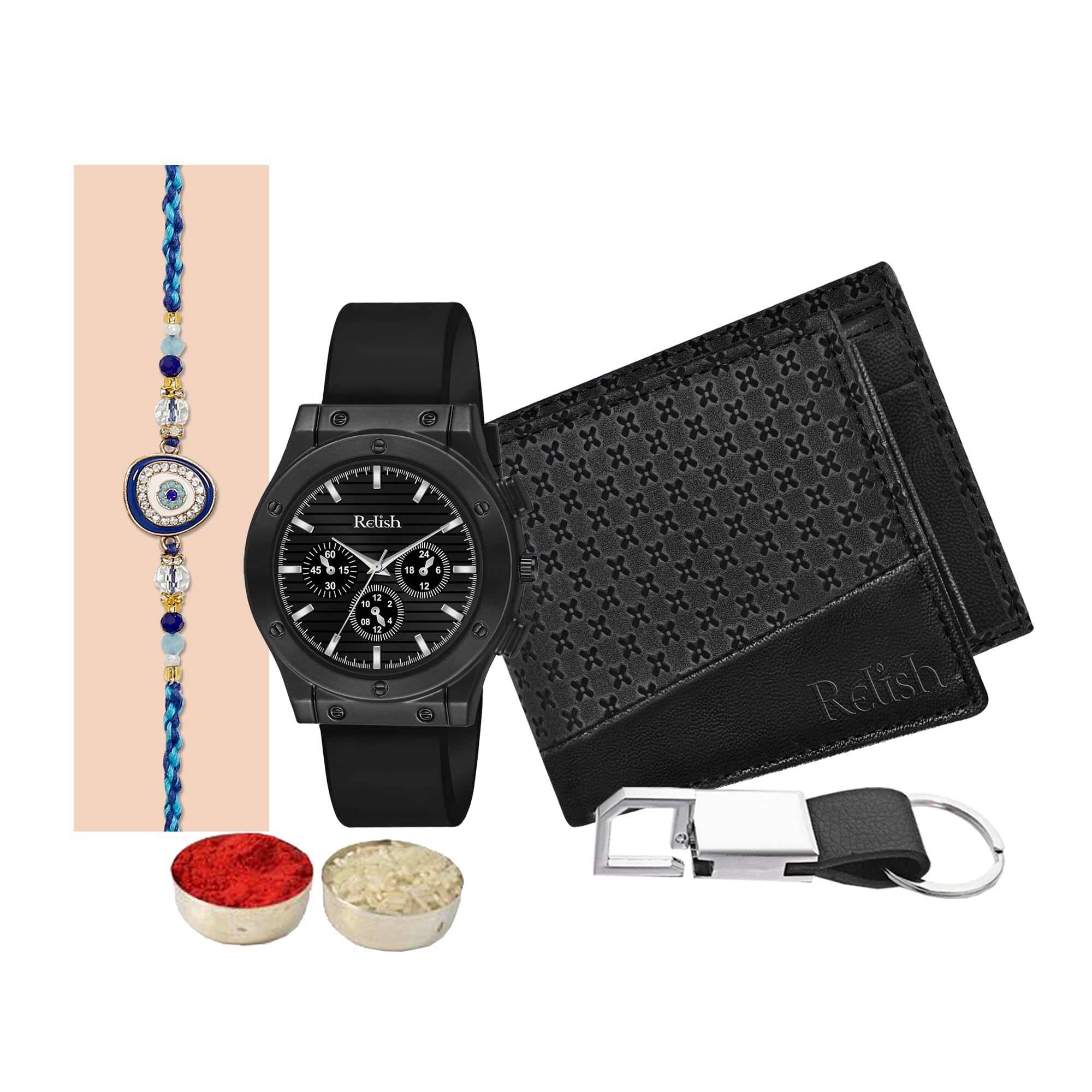 Relish Fancy Rakhi Gift Combo for Brother | Watch, Wallet, Rakhi, Keychain, Roli Chawal, Greeting Card | Rakhi Gift for Brother (B0D4YZYY87) Amazon Price History, Amazon Price Tracker
