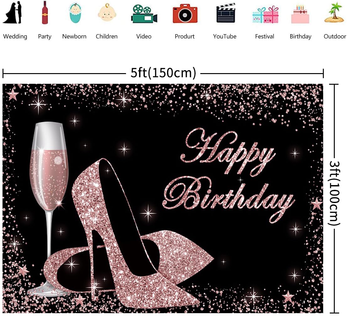 Geburtstag Hintergrund Lila Gold – 2,1x1,5 M, Fotohintergrund Für Frauen, Partydeko, Fotostudio, Mit Glitzer-Design