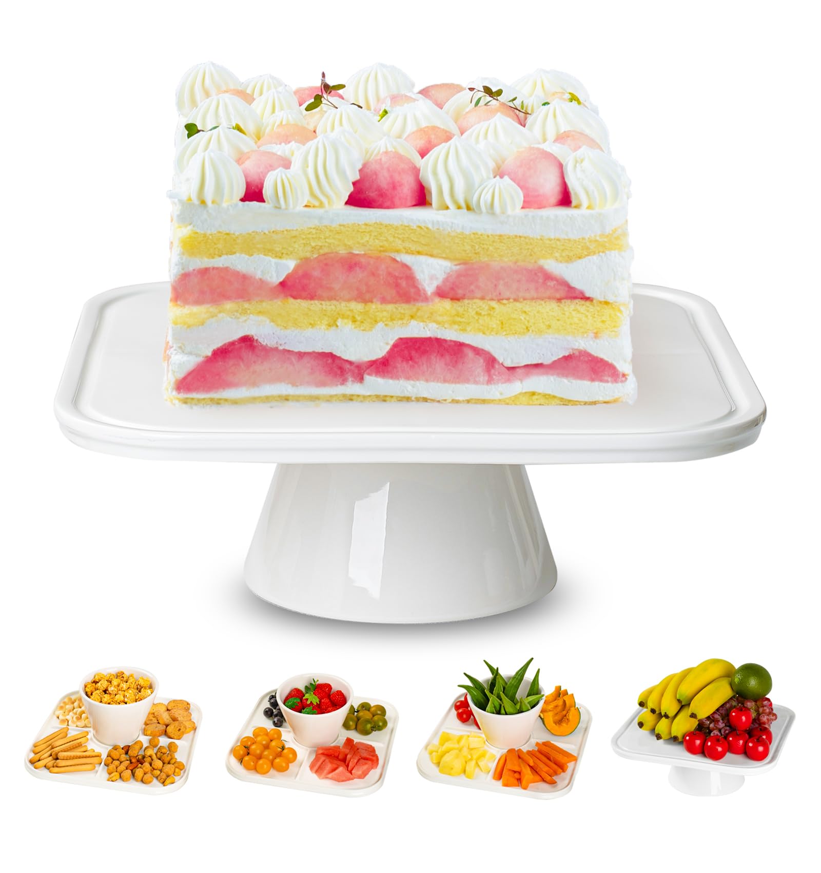Cake Stands,White Cake Stand 5-in-1 Multi-Purpose Use,Wedding Cake Stand for Serving Platter,Fruit Plate Cake Pedestal Stand Display Dessert Stand for
