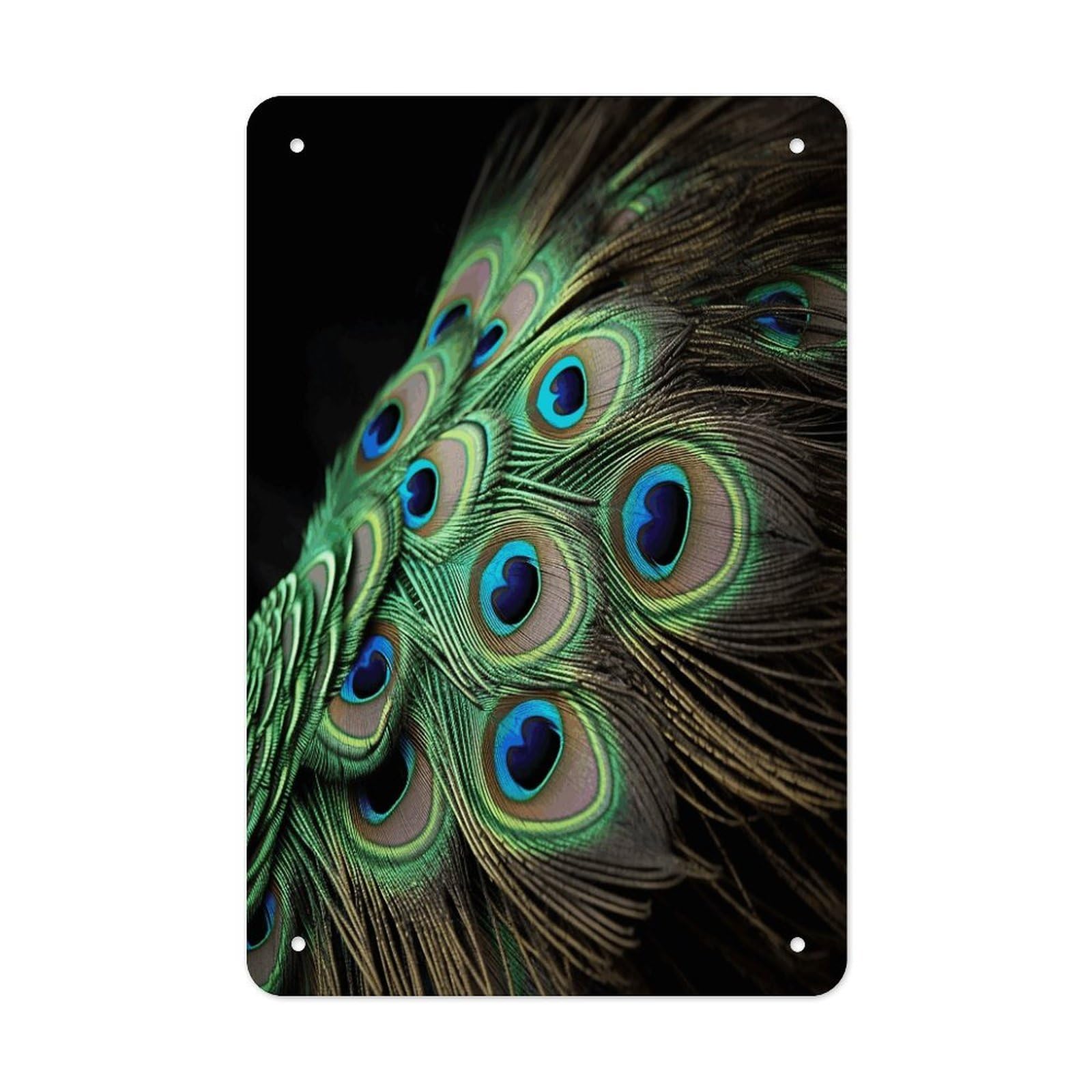 VstaDank Green Peacock Feather Metal Tin Signs Personalized Wall Art Prints Decoration Art Poster Funny Vintage Tin Sign Iron Sheet Painting Metal Signboard Decor Painting for Wall Decor