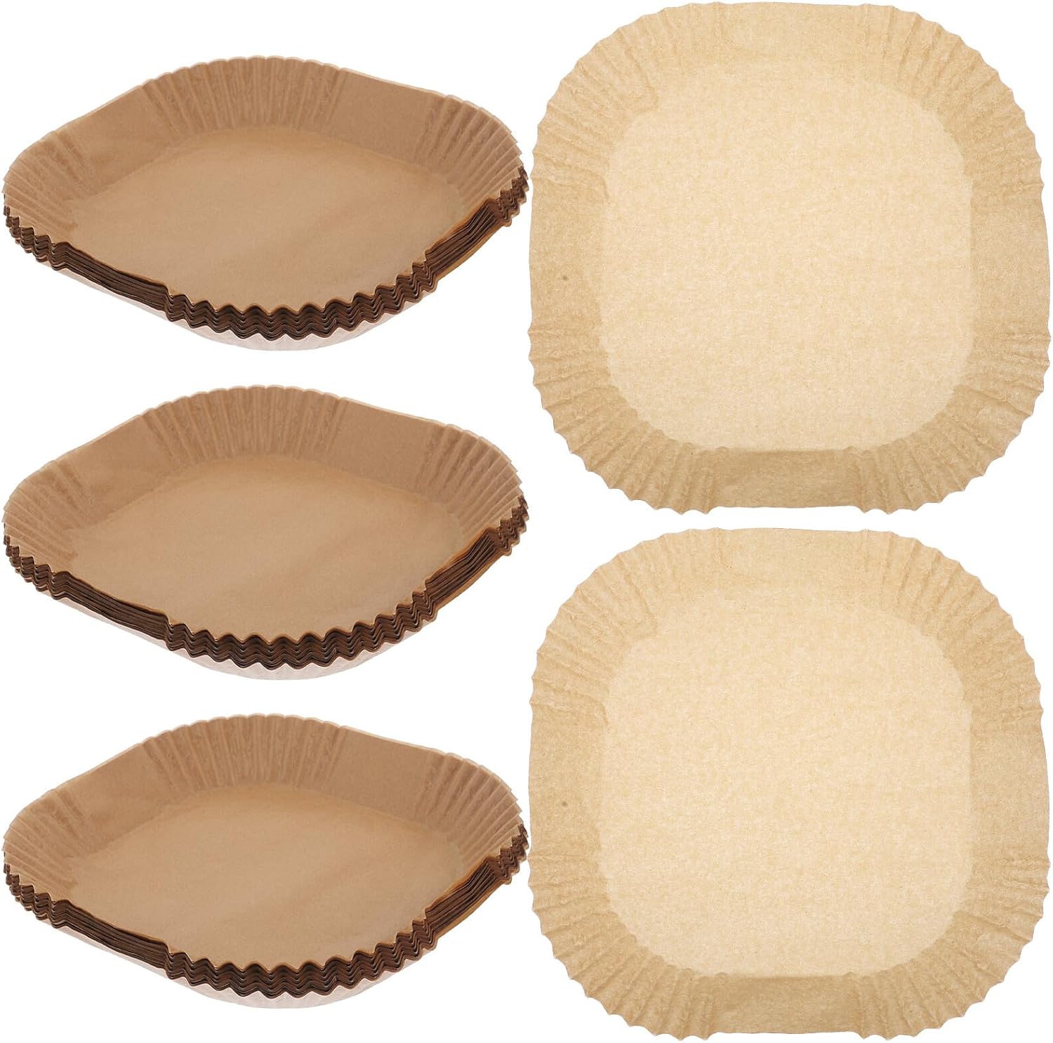 Air Fryer Paper Liners 300pcs Brown Parchment Baking Sheets Non-stick Food-grade Oil-absorbing Liners for Air Fryer Basket Oven Baking and Grilling