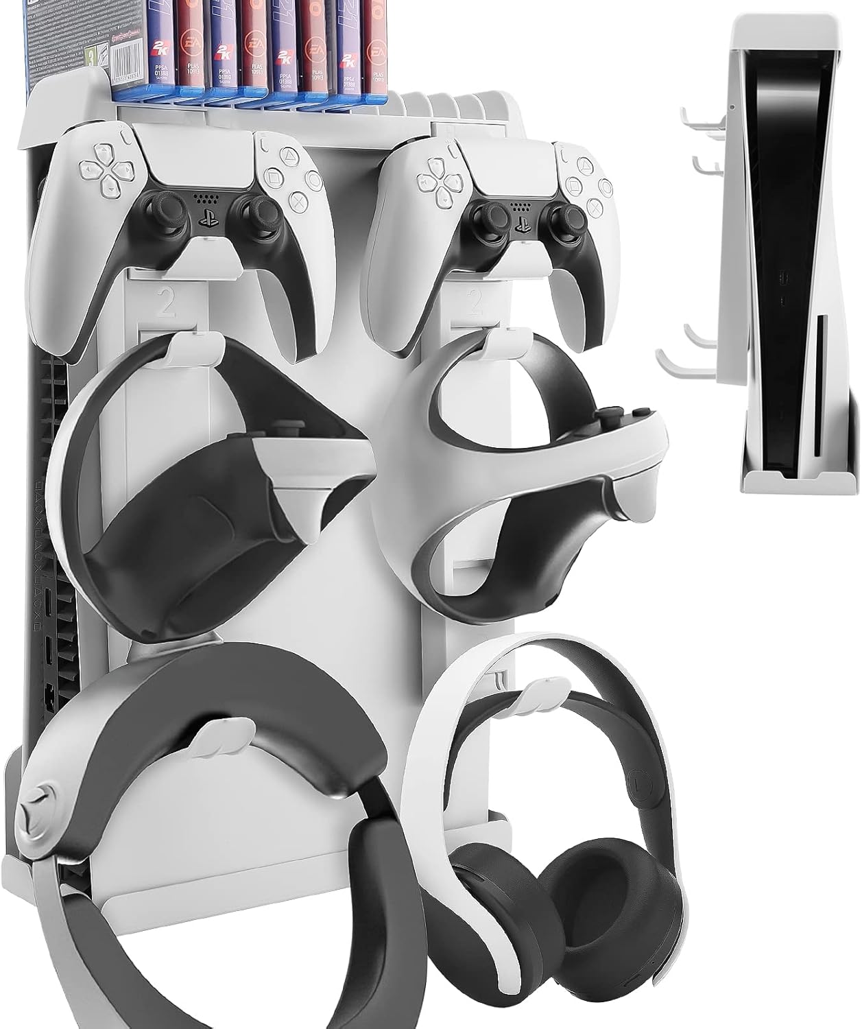 PS5 Console Accessories Stand PS VR2 Wall Mount Kit, Video Games Storage Organizers 14 PCS with