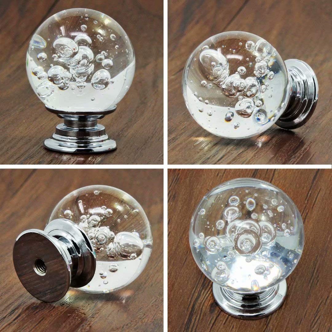 8 Piezas de 30 mm, Perilla de Cristal de Bola Transparente y Bonita, Tirador de cajón Decorativo para Muebles, Armario, cajón, Armario, tocador, Cocina y bebé, niños, decoración de Muebles para ni
