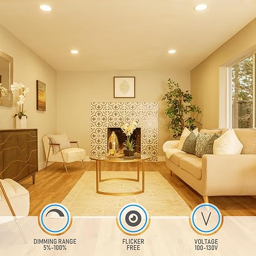 Miniatura 5 de TORCHSTAR Luz empotrable LED ultrafina de 6 pulgadas con caja de conexiones, 2700 K blanco suave, 12 W 100 W equivalente luz descendente LED delgada