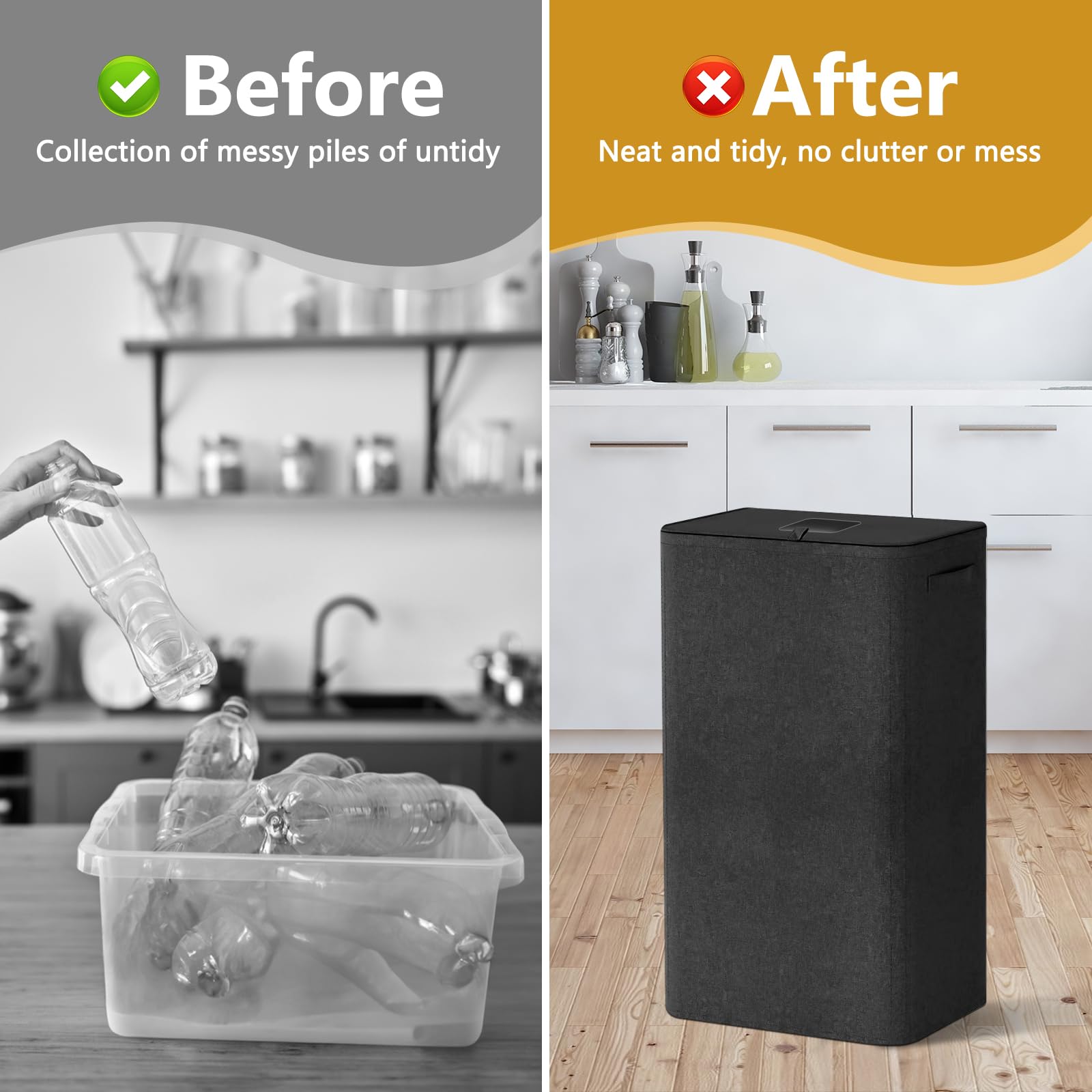 100L Poubelles,Conteneur de collecte de bouteilles,Collecteur de bouteilles perforé avec sac intérieur amovible,Déchets et recyclage poubelle tri des déchets-Poubelle cuisine facile à vider.