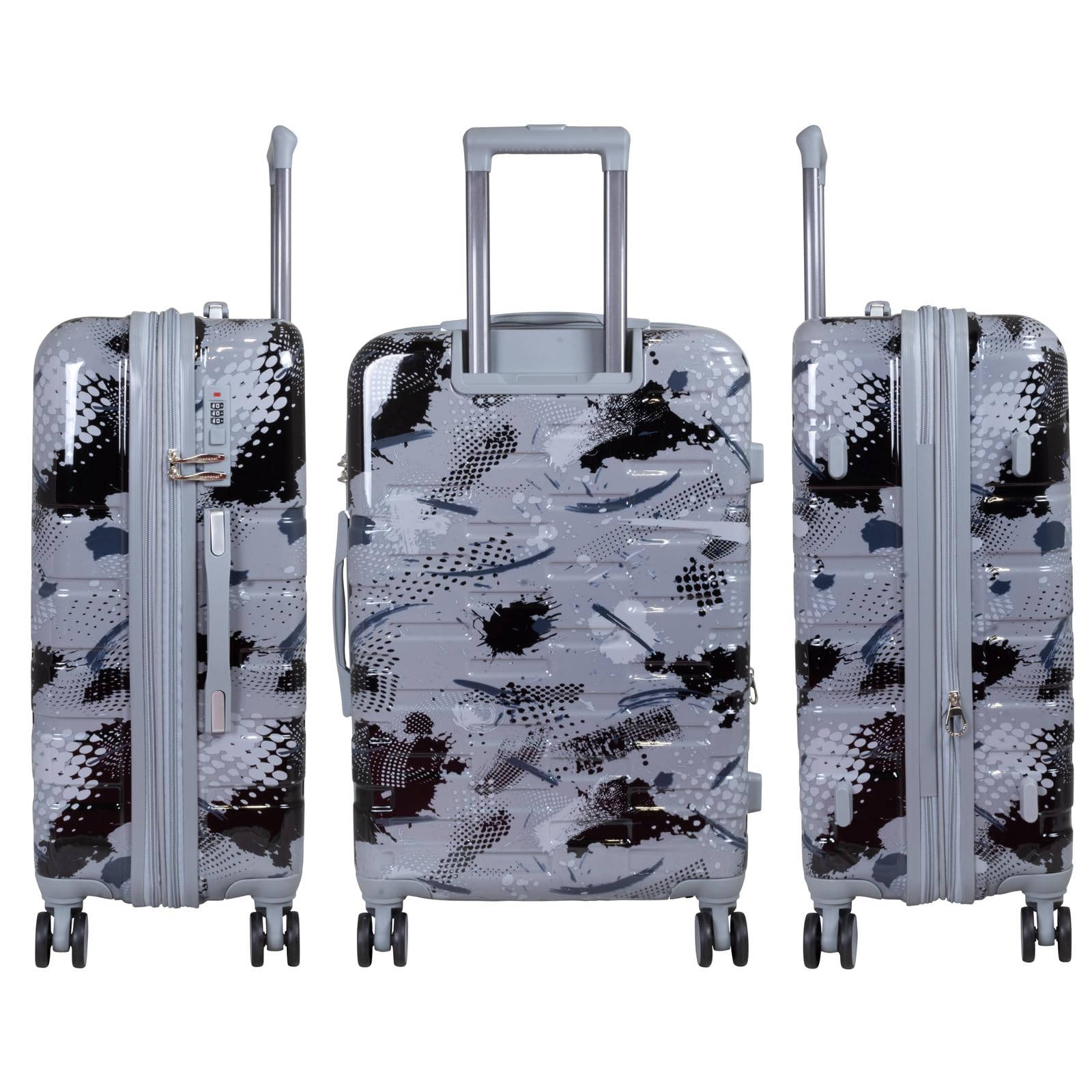 Hartschale Koffer mittelgroß Pescara mit Motiv 67cm 4 Rollen Silber