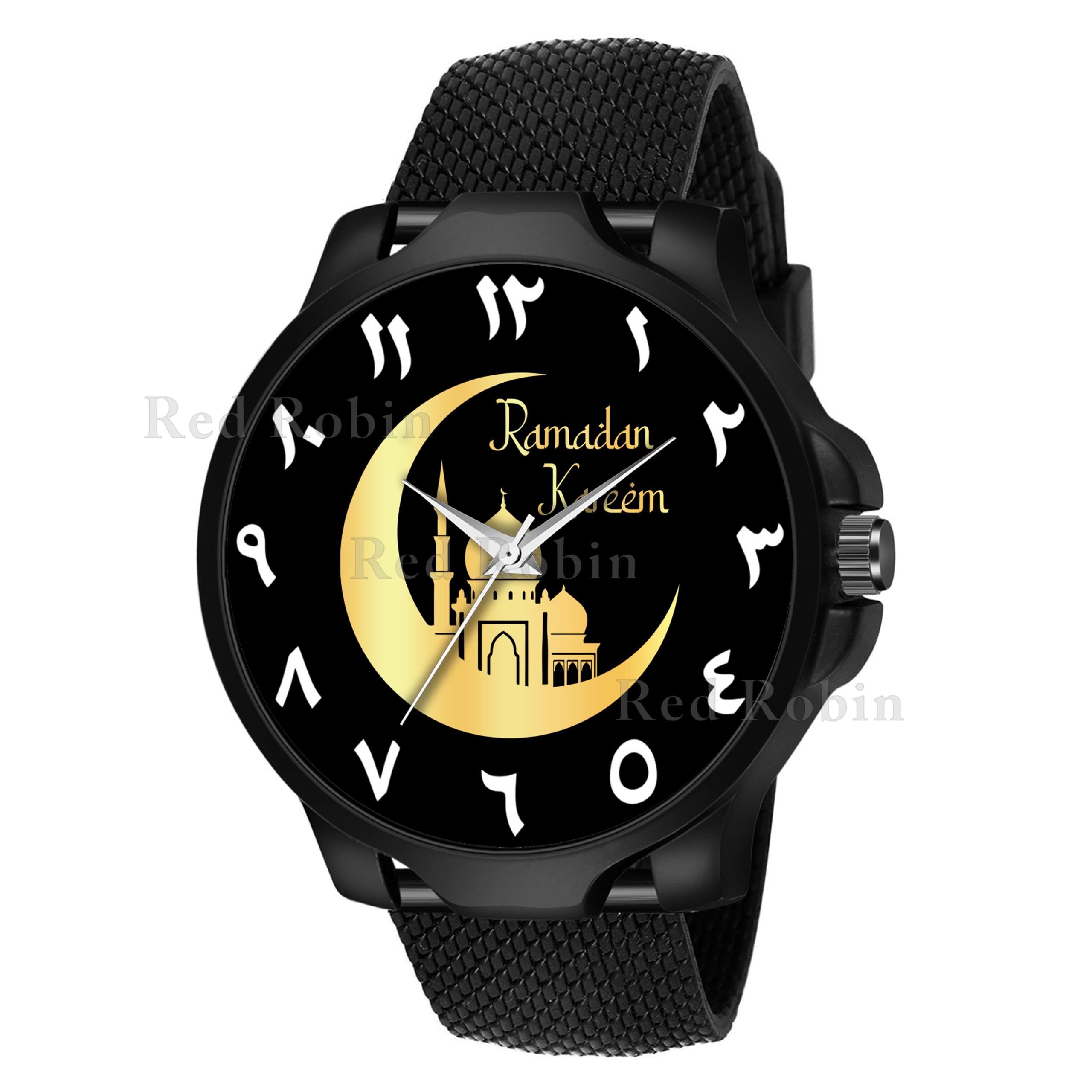 Talgo Analog Ramadan Design Black Dial Stylish Black Silicone Strap Wrist Watch for Muslim Men and Boys, Pack of 1 - RAMADAN-3K-BLK-SFR (B0CXMBPM4X) Amazon Price History, Amazon Price Tracker