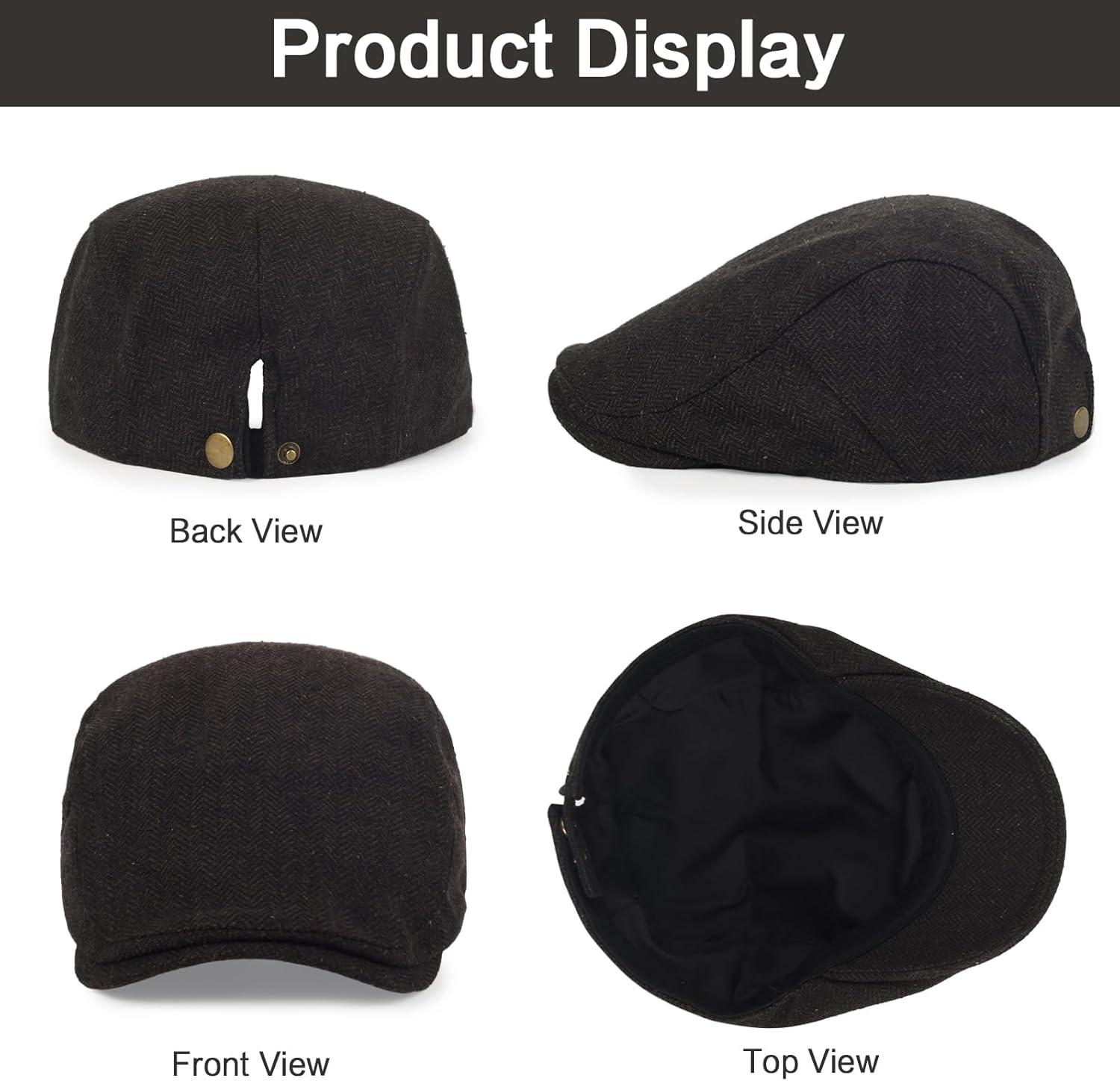 3Pcs Cotton Newsboy Hat for Men Cool Adjustable Flat Cap - Image 2