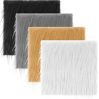 4x Kunstfell Streifen 5x150cm - Weiß, Schwarz, Grau, Khaki Für Basteln & DIY