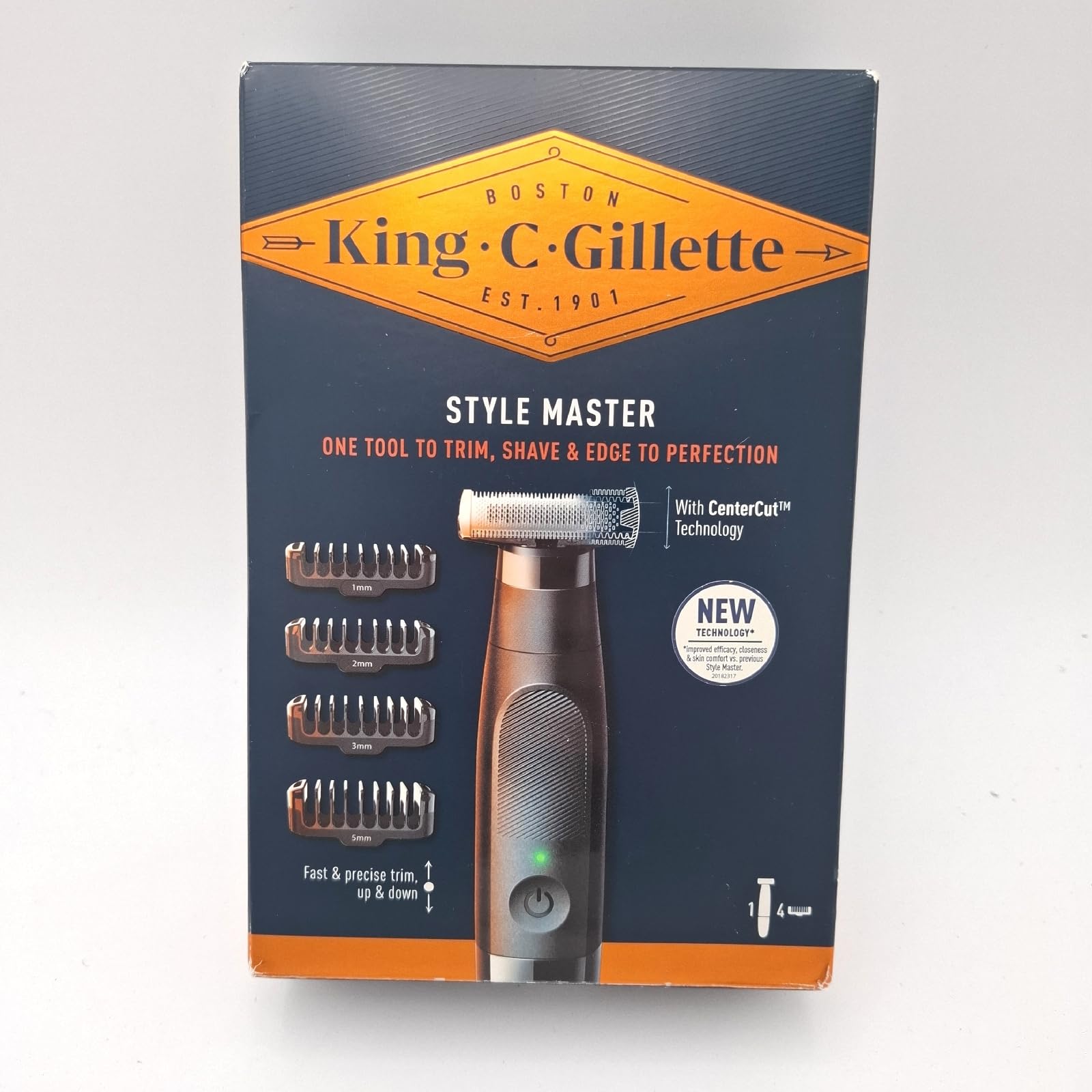 King C. Gillette Style Master Bartregler-Set für Herren und feuchtigkeitsspendende Gesichts- und Bartcreme, ideal für die Bartpflege, Geschenkbox, professionelles Set für Herren