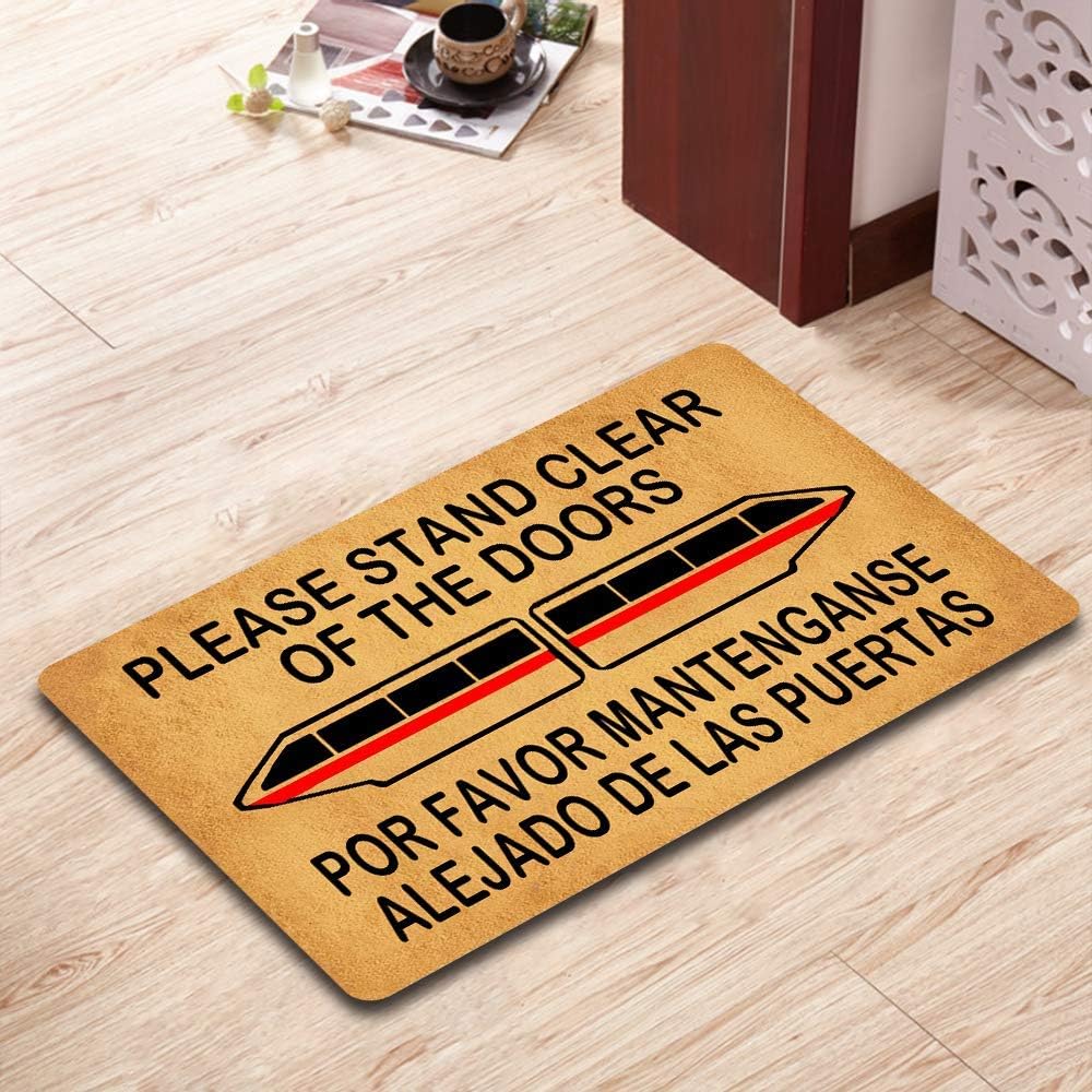 Please Stand Clear of Doors 01 Doormat Funny Doormat Sayings Front Door Mat Rubber Non Slip Backing Funny Welcome Mat Indoor Outdoor Rug 23.6 in(W) X 15.7 in(L)