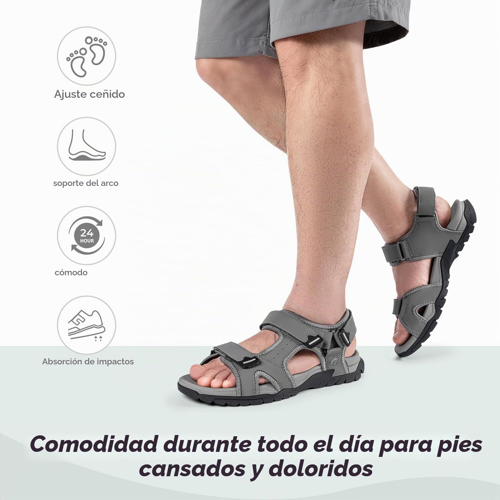 FitVille Sandalias Deportivas Hombre Anchas - Sandalias de Exterior con Cierre de Contacto Antideslizantes Ligeras Zapatos de Trekking Transpirables para Verano