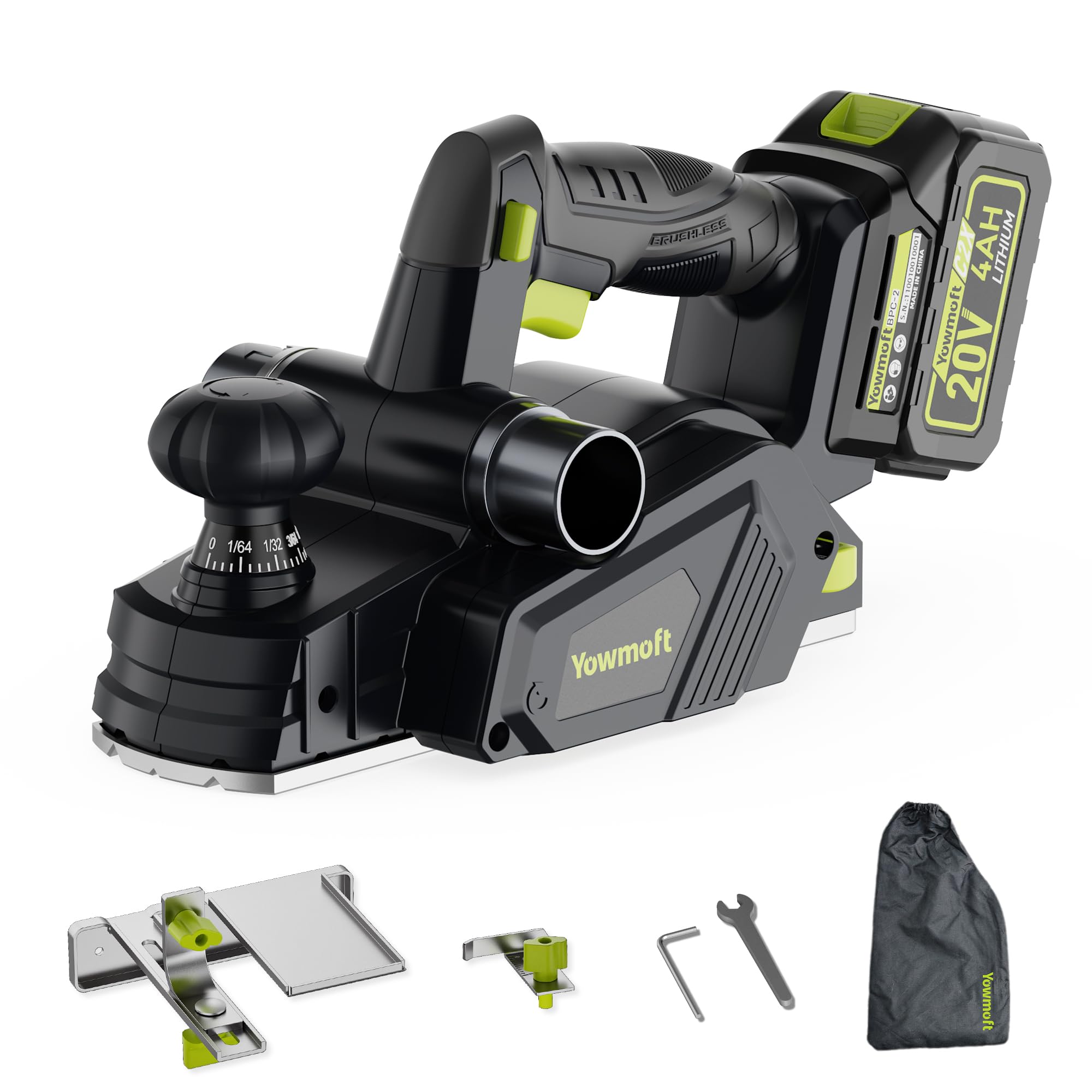 20V Cordless Electric Hand Planer, 3-1/4" Hand Wood Planer with 4Ah Battery