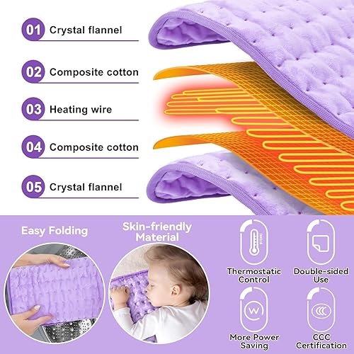 Miniatura 10 de Actualización 2024 Almohadilla térmica para calambres de cuello, espalda, dolor de calefacción rápida, tela más suave lavable a máquina con ajustes