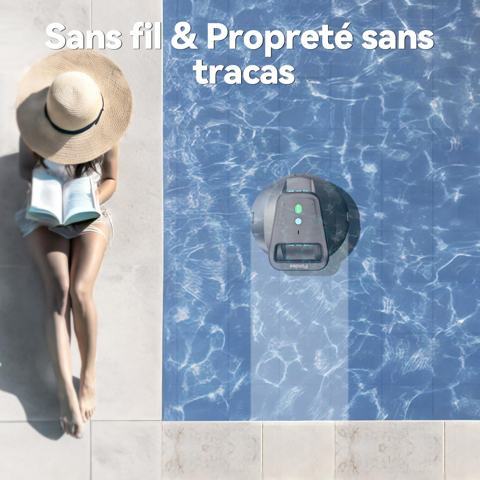 (Upgrade 2026) Pondee X1 Robot Piscine sans Fil, Aspirateur Piscine Hors Sol avec 120 Min Autonomie, Stationnement Automatique, Recharge Rapide 2,5h, pour Piscines Hors-Sol et Enterrées jusqu'à 80 m²