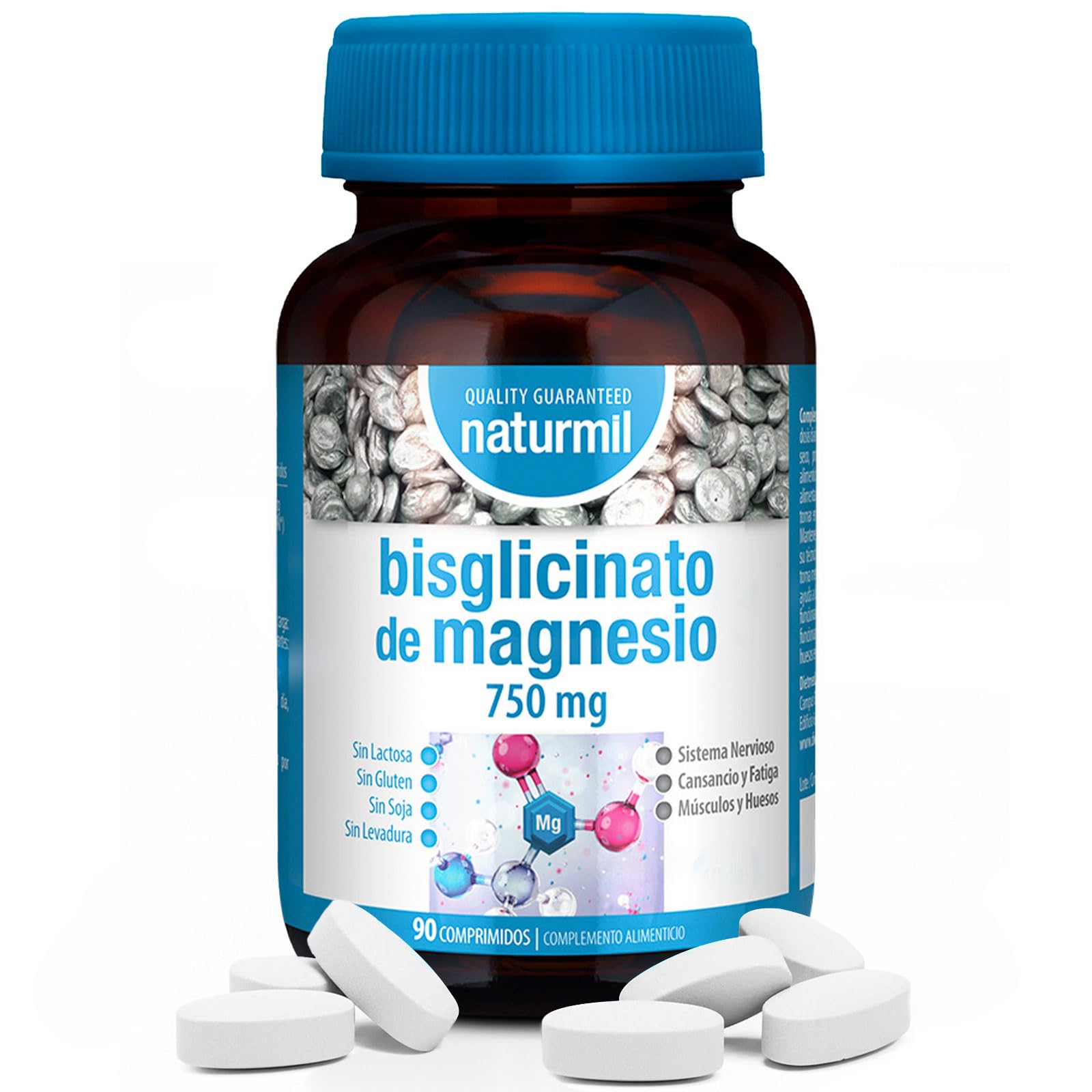 Bisglicinato de Magnesio 750 mg - Alta Absorción Quelado - Apoyo Muscular y Sistema Nervioso - Reduce Cansancio y Fatiga - 90 Comprimidos 150 mg DietMed