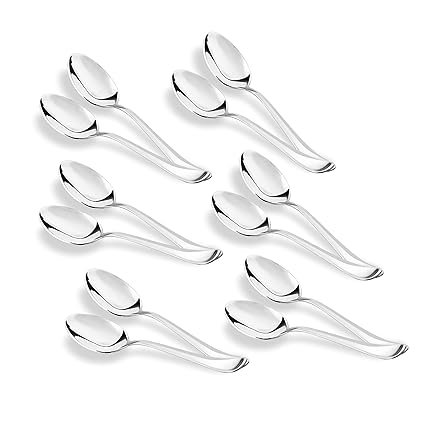 Sumeet Stainless Steel Baby/Medium Spoon Set of 12 Pc (16cm L) (1.6mm Thick)