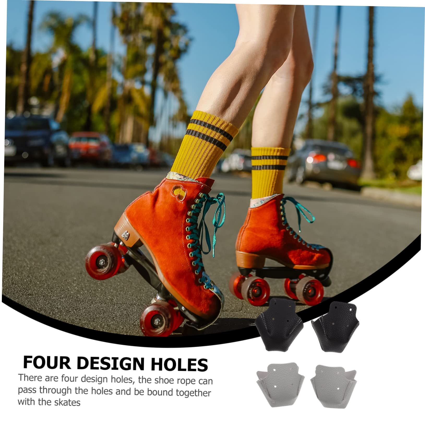 Skate-Stiefel Rollschuh-zehenkappen Zehenkappen Rollschuhe Schlittschuhe Schlittschuh-zehenstopper Skate-Pads Skaterschuhe Rollstiefel Rollen Roller Leder Black