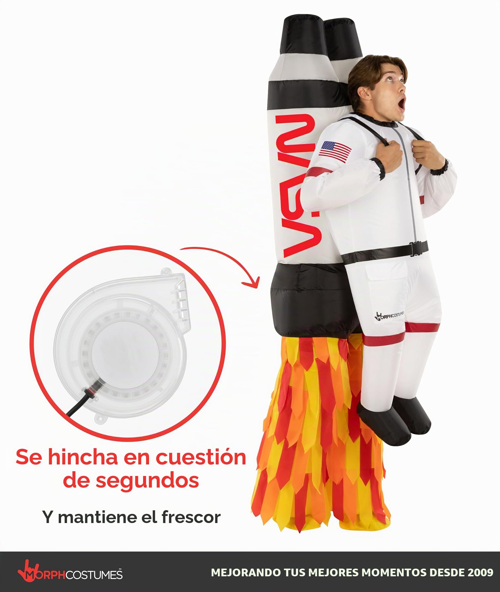 Morph Disfraz Astronauta Inflable, Traje Espacial para Fiestas, Halloween y Eventos, Talla única