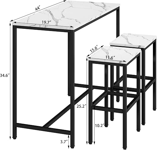 Miniatura 10 de Aklaus Juego de mesa de bar de 5 piezas para 4 mesas de bar modernas de altura de mostrador con taburetes de bar, juego de 4 mesas de pub y