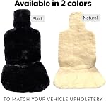 Natural Sheepskin Car Seat Covers for Women and Men | 100% Genuine Sheepskin Fur Seat Covers for Cars, Jeeps, SUVs with Elastic Straps and Non-Slip Suede Backing, 56 x 23”, 1 Pc (Black)