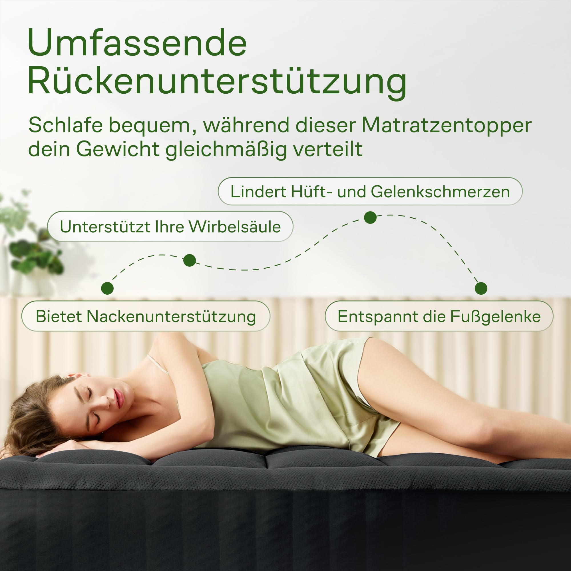 Schwarz Cloud Comfort Matratzen Topper – Ultraweicher, atmungsaktiver und kühlender Schutz aus Bambusviskose – 160x200cm, optimale Liegehöhe