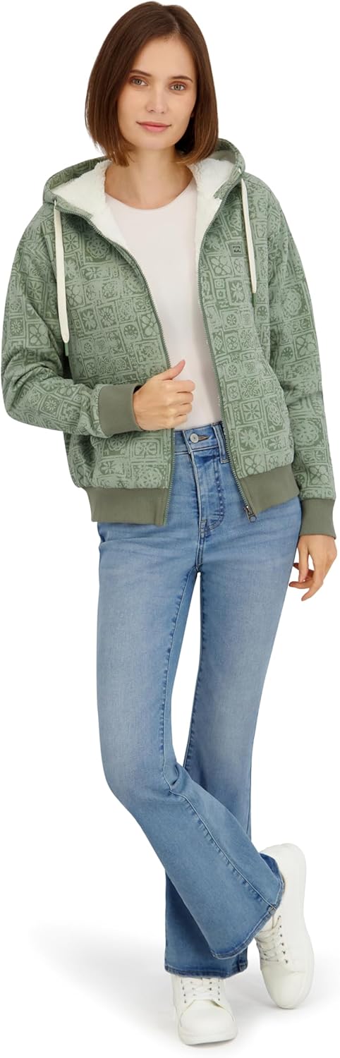 Billabong womens Full Zip Oversized Sherpa Lined Hoodie Jacket - Image 2