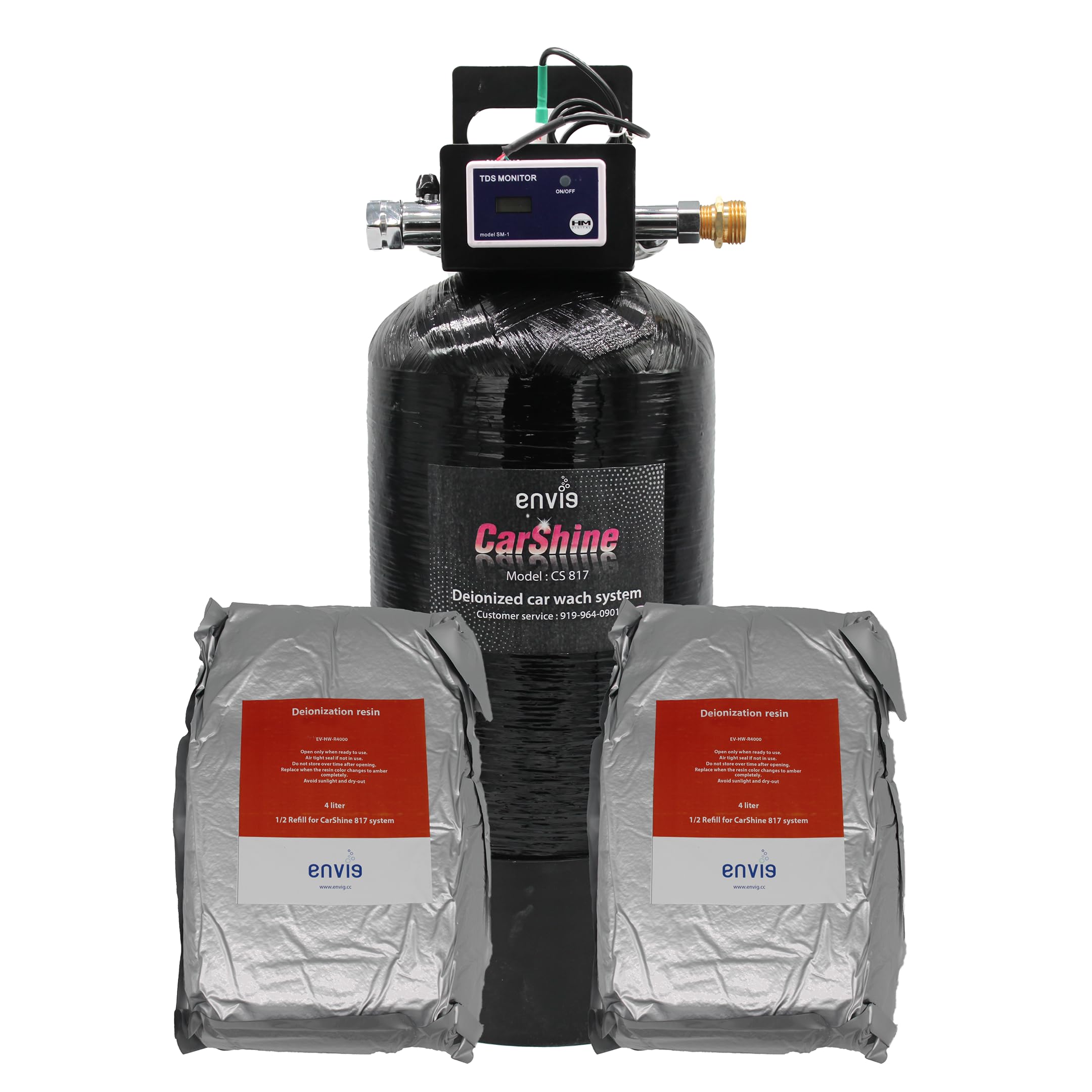 Envig CarShine 817 Deionization Car Wash System, 1000 Gallon 0 PPM Water @ TDS 60 PPM, Bypass Valve and Inline TDS Meter, Spotless DI Mobile Detailing