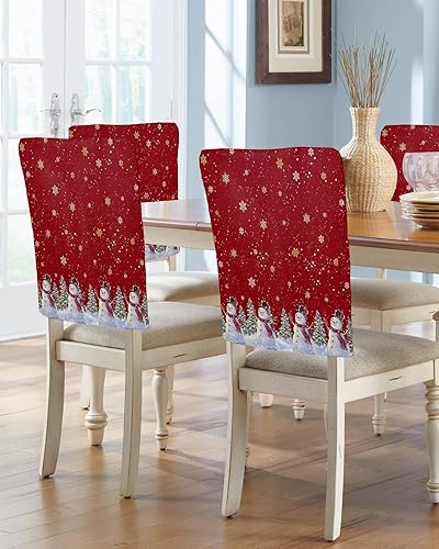 Miniatura 2 de Paquete de 6 fundas elásticas para sillas de comedor de color rojo navideño, fundas de asiento para sillas de cocina, comedor, fundas extraíbles que