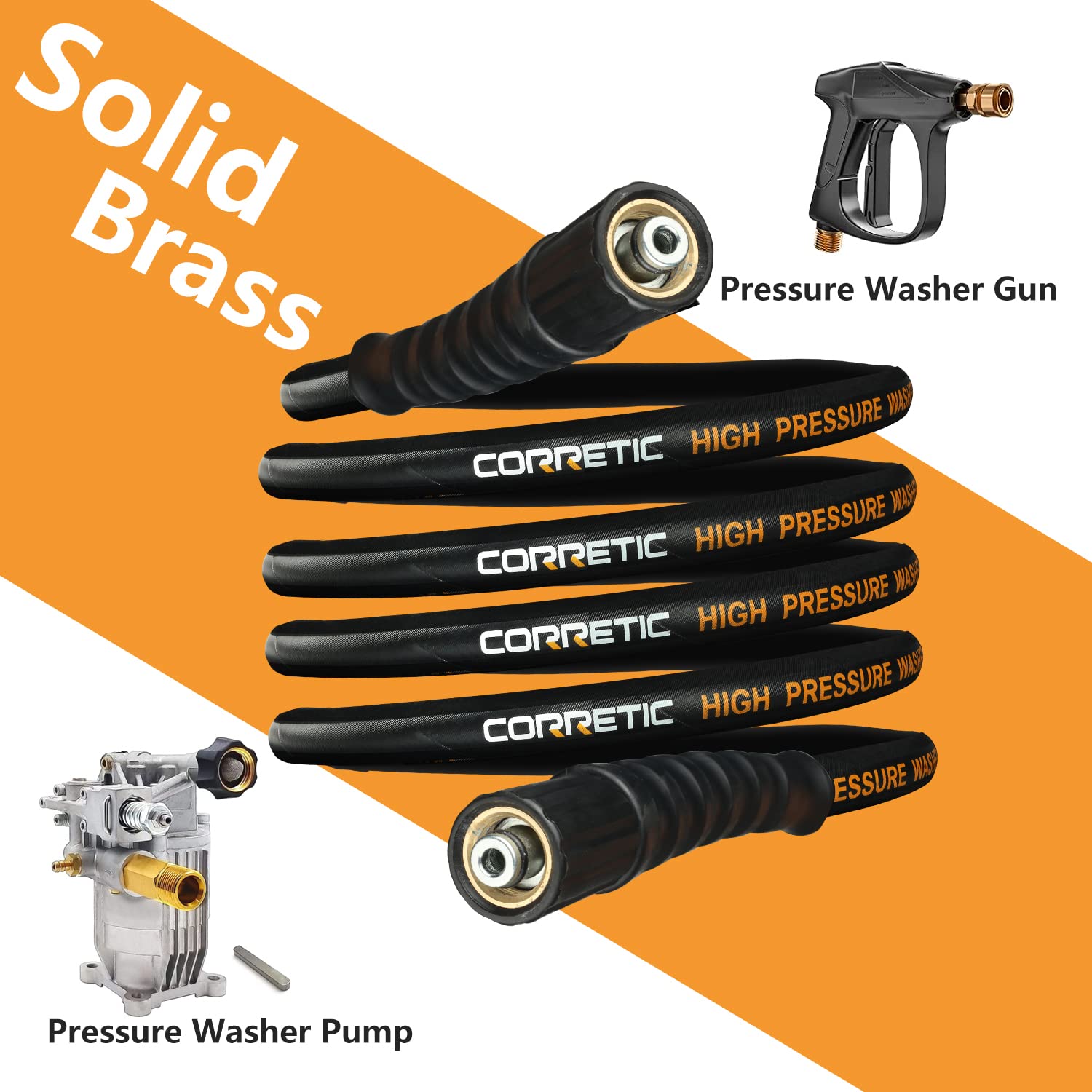 Tubo Per Idropulitrice 4000 PSI - 9 Metri, Con Connettori In Ottone, Perfetto Per Lavaggio Auto E Casa