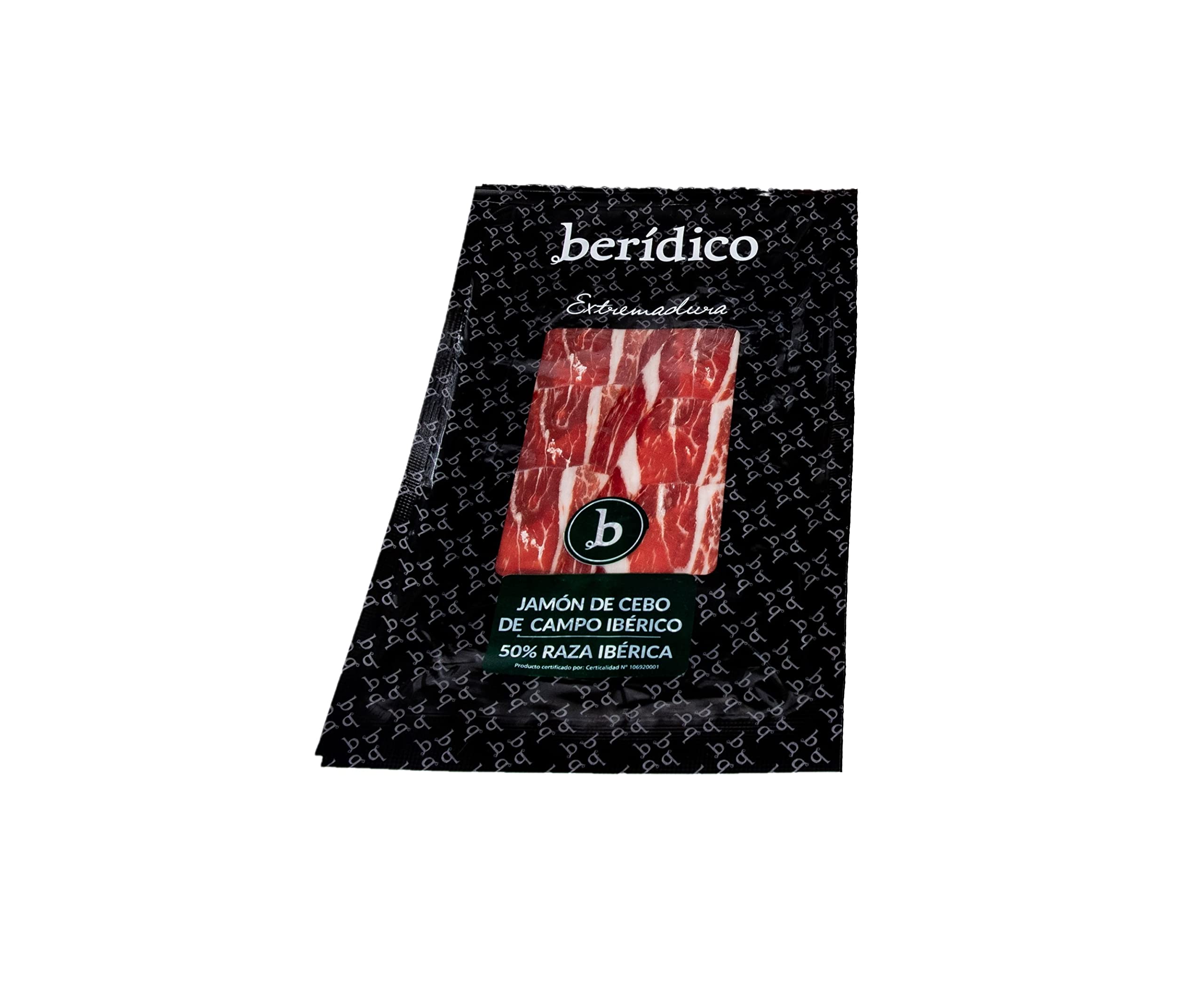 Pack de 5 sobres Loncheados Ibéricos: Jamón Cebo de Campo+Lomo Cebo de Campo+Chorizo Ibérico Extra+Salchichón Ibérico Extra+Taquitos. Extremadura. BERÍDICO. 500 g en total