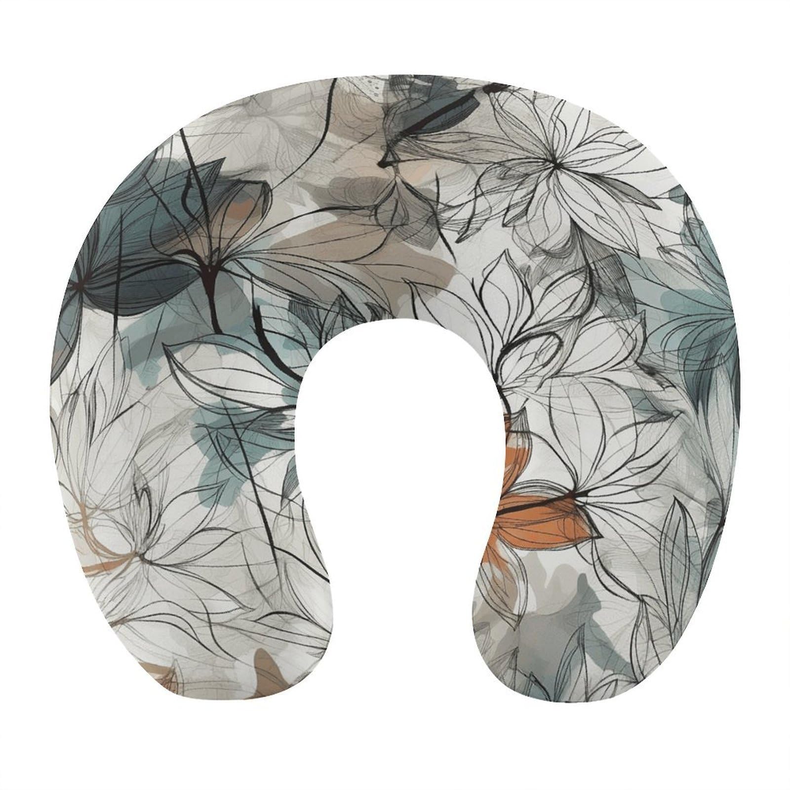 Adfgyerh Style Simple Drawing Of Flowers U-Shaped Pillow，Memory Foam Pillow Core，Cushion ，Provide Neck Support ，Travel Pillow，Suitable For Airplanes, Cars, Homes, And Offices.