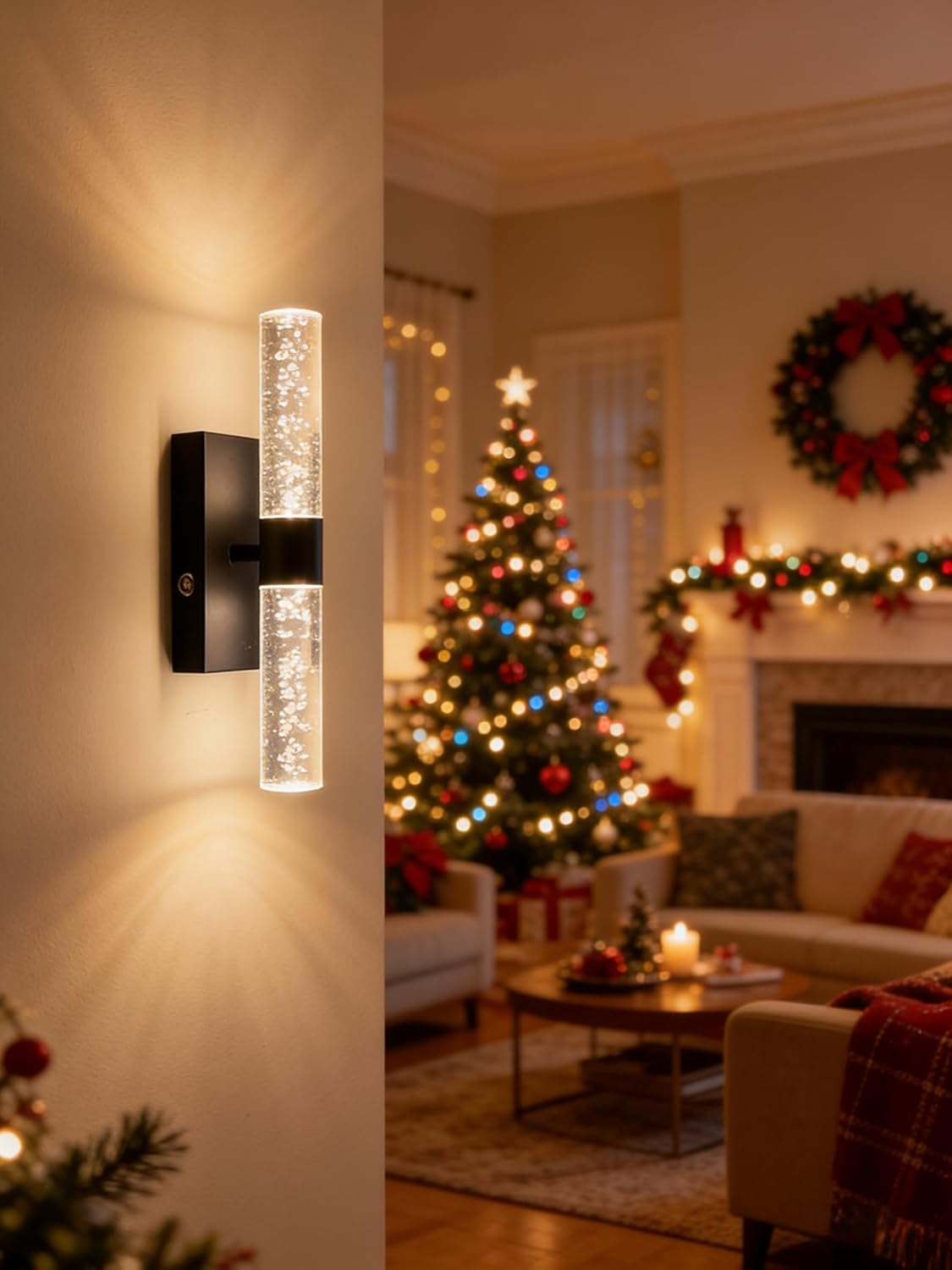 Battery Operated Wall Sconces Set of 2, Black Bathroom Sconces Wall Light, 3 Color Modern Rechargeable Sconces for Bathroom Mirror Living Room Hallway Home Decor