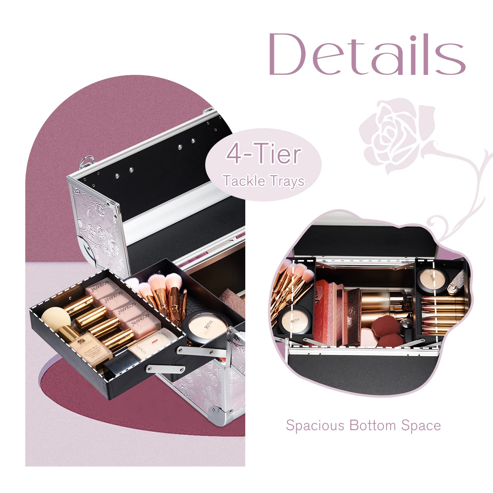 Alu Beauty Case Kosmetikkoffer Make-up Aufbewahrung Rosa