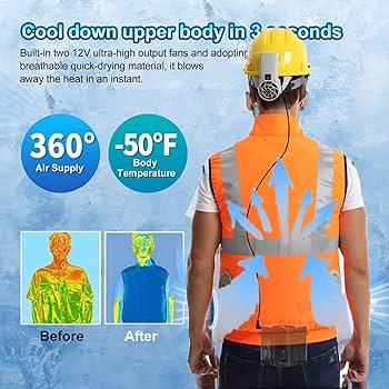 Cooling Vest with 10000mAh Battery Pack, Air Conditioner