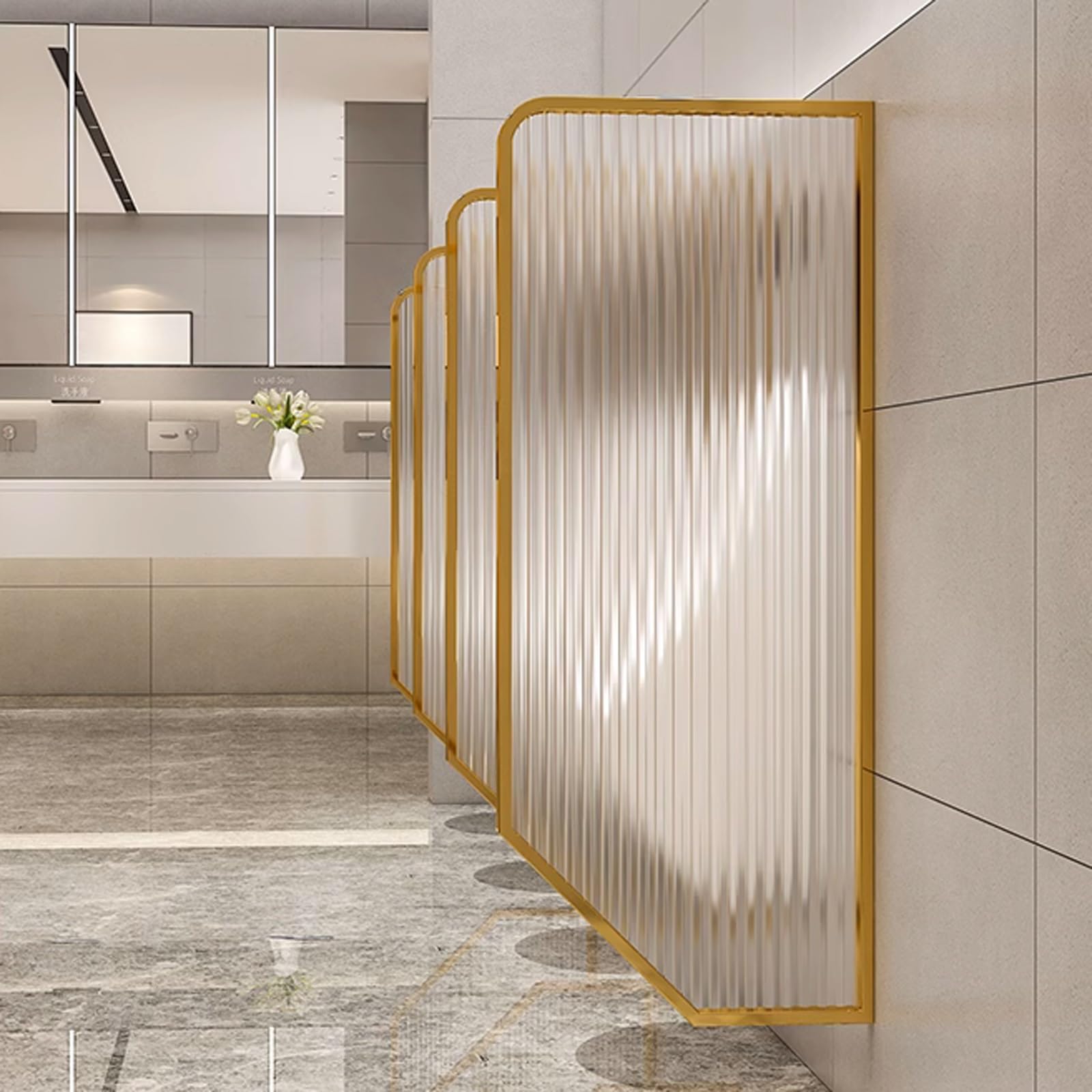 PAKMEZ Urinal Partition, Men's Urinal Privacy Screen, Translucent Glass Panel Stainless Steel Frame for Public Space Hotel Restroom Bathroom, for Service Area, Public Toilet (Size : 1pcs)