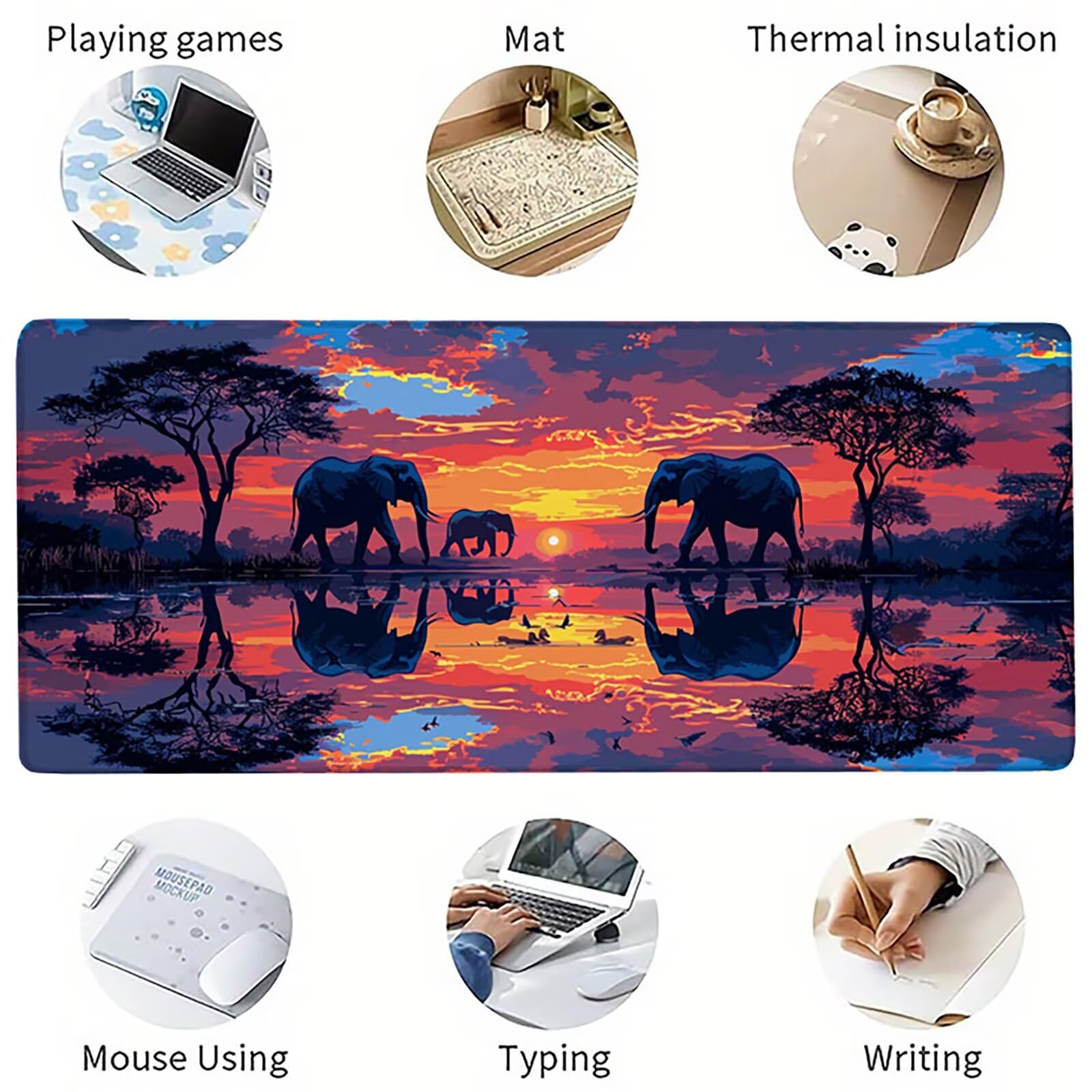 Color Naranja Alfombrilla Ratón XXL 1600x800x3mm, Atardecer Mousepad A-9325 | Alfombrilla Ratón Gaming Mejora la Precisión y la Velocidad, Alfombrilla Escritorio para Jugadores de PC, Oficina