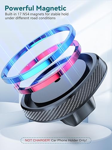 Miniatura 2 de Soporte magnético para portavasos Magsafe, potente imán N54 flexible de triple pivote para automóvil, Tesla, camión, SUV, compatible con iPhone 17,