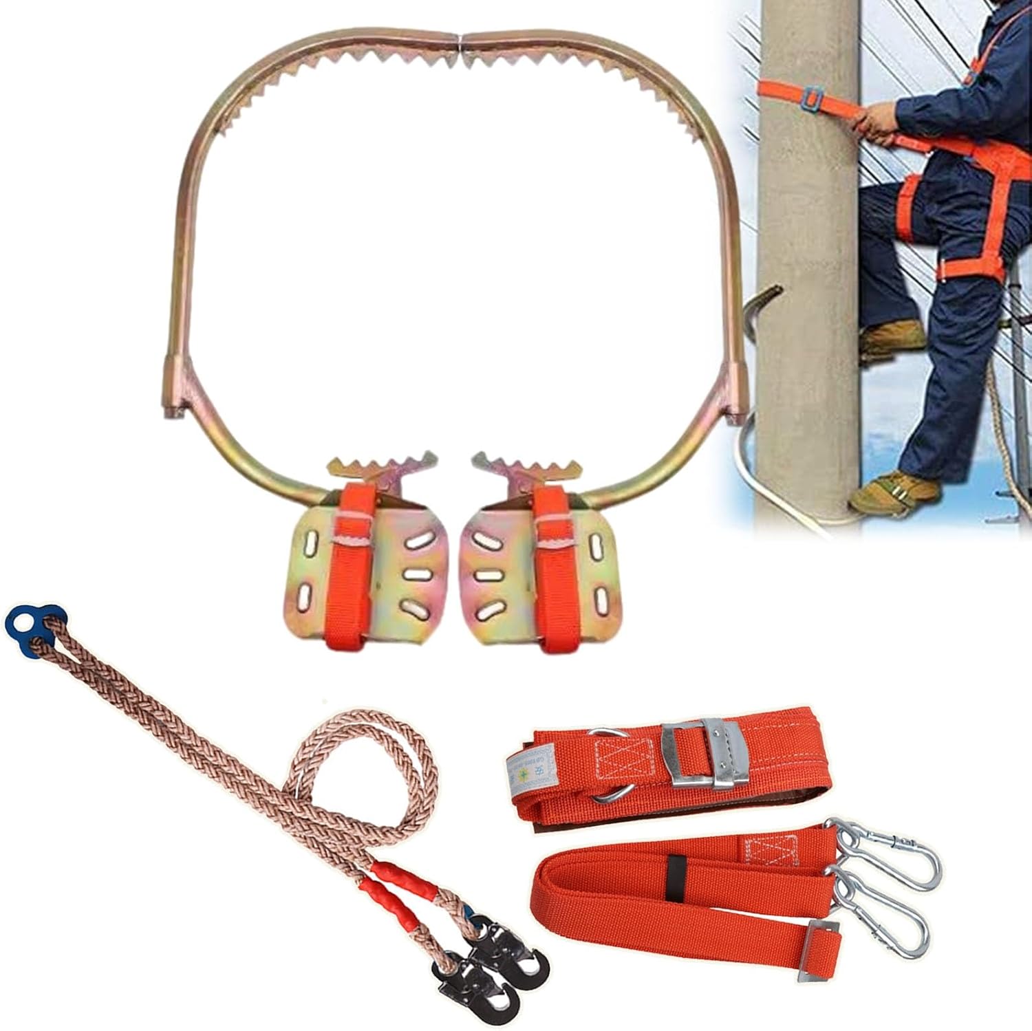 Carbon Steel Tree Climbing Spikes, for Picking Fruit, Coconut, Wooden Pole Climbers, 500mm/19.7, 300mm/11.8''