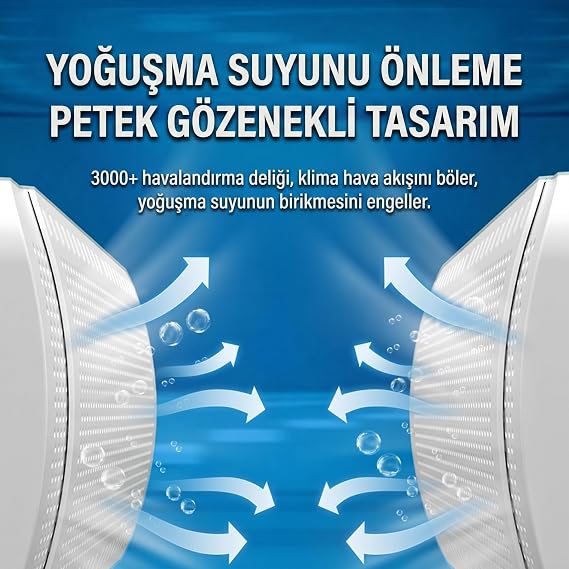 Coverzone Ayarlanabilir Split Tipi Klima Hava Yönlendirici Filtre 57-96 cm, Klima Siperliği, Çarpma Önleyici Aparat, Ayarlı Deflektör, Rüzgar Kesici, Şeffaf Dayanıklı Tasarım, Beyaz
