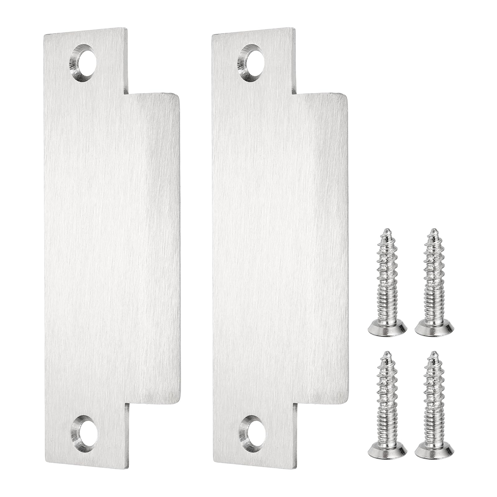 Plaque de couverture d'angle mort pour serrure de porte extérieure en inox argent x2