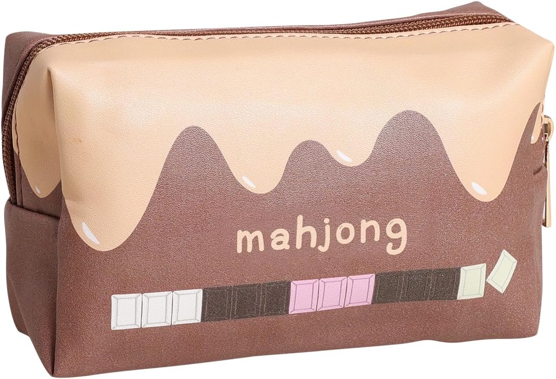 VPH Mini Chinese Mahjong Chocolate Cocoa Beans 144 Pcs Leather Pouch with Ruler Tablecloth