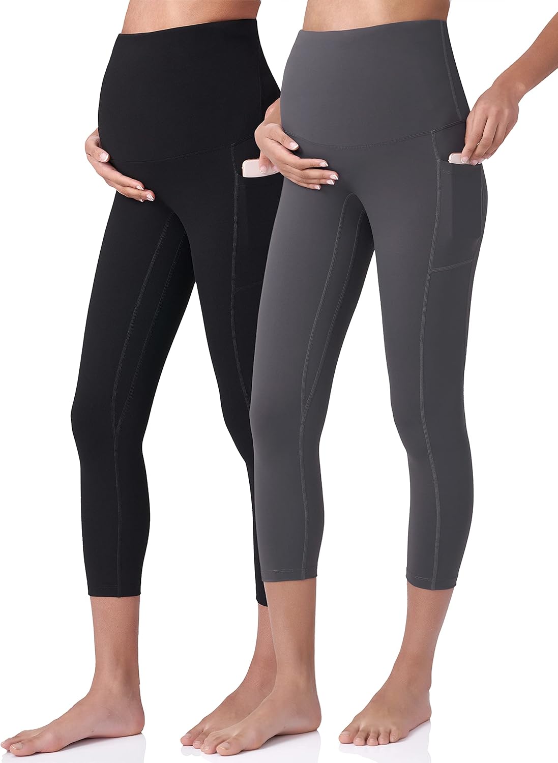 POSHDIVAH Women's Maternity Capri Leggings Over The Belly Pregnancy Workout Active Stretchy Pants with Pockets at  Women’s Clothing store