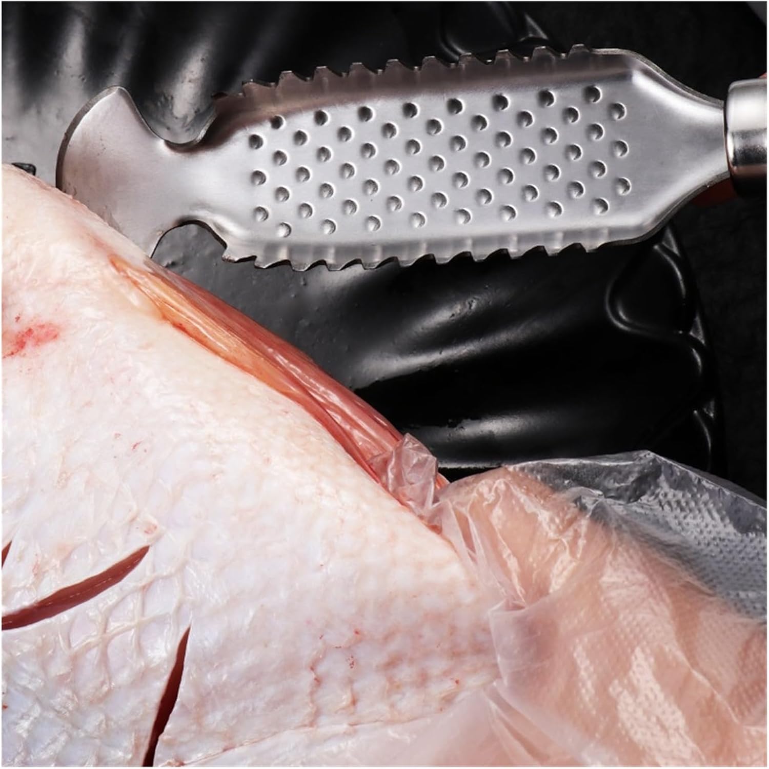 2pcs Scaler Stainless Steel Double Row Teeth Kitchen Gadgets For Scale Removal Portable Fish Cleaning Tool