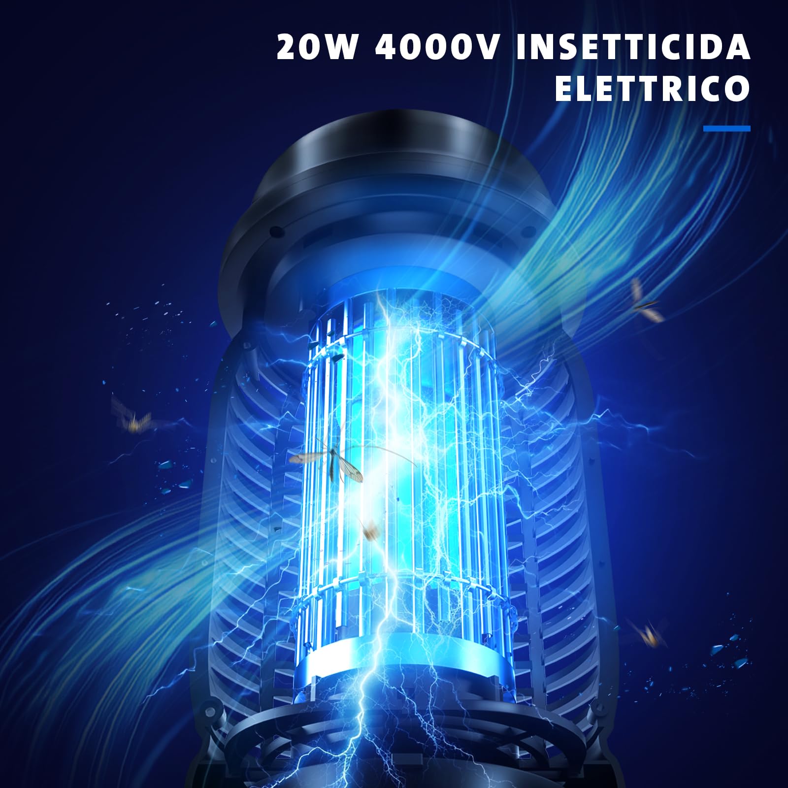 Lampada Antizanzare Elettrica, 20W UV Anti Zanzare, Zanzariera Elettrica Impermeabile IPX4, Insetticida Zanzare per Casa Cucina Giardino Interno Esterno
