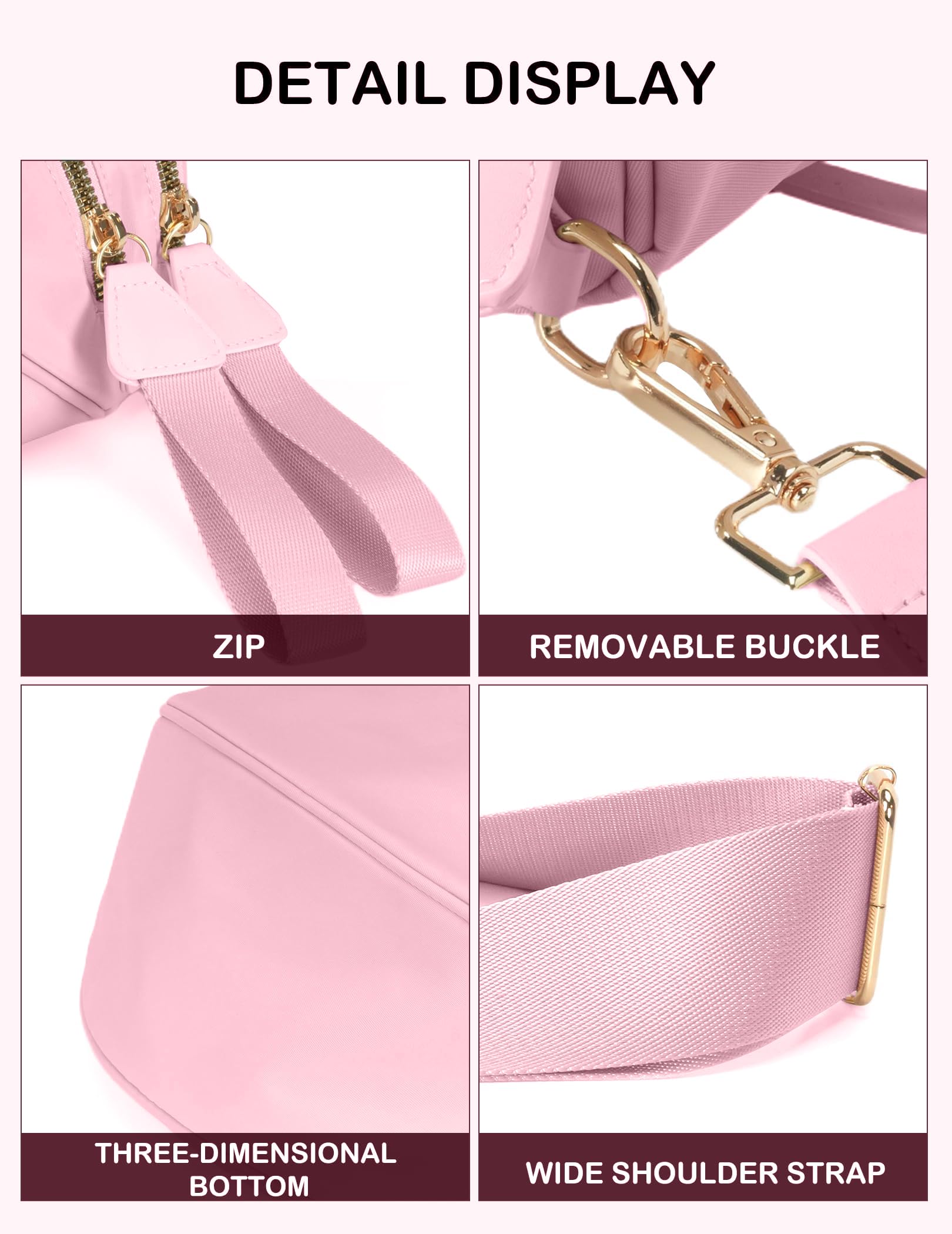 Bolso de hombro espacioso de nylon para mujer