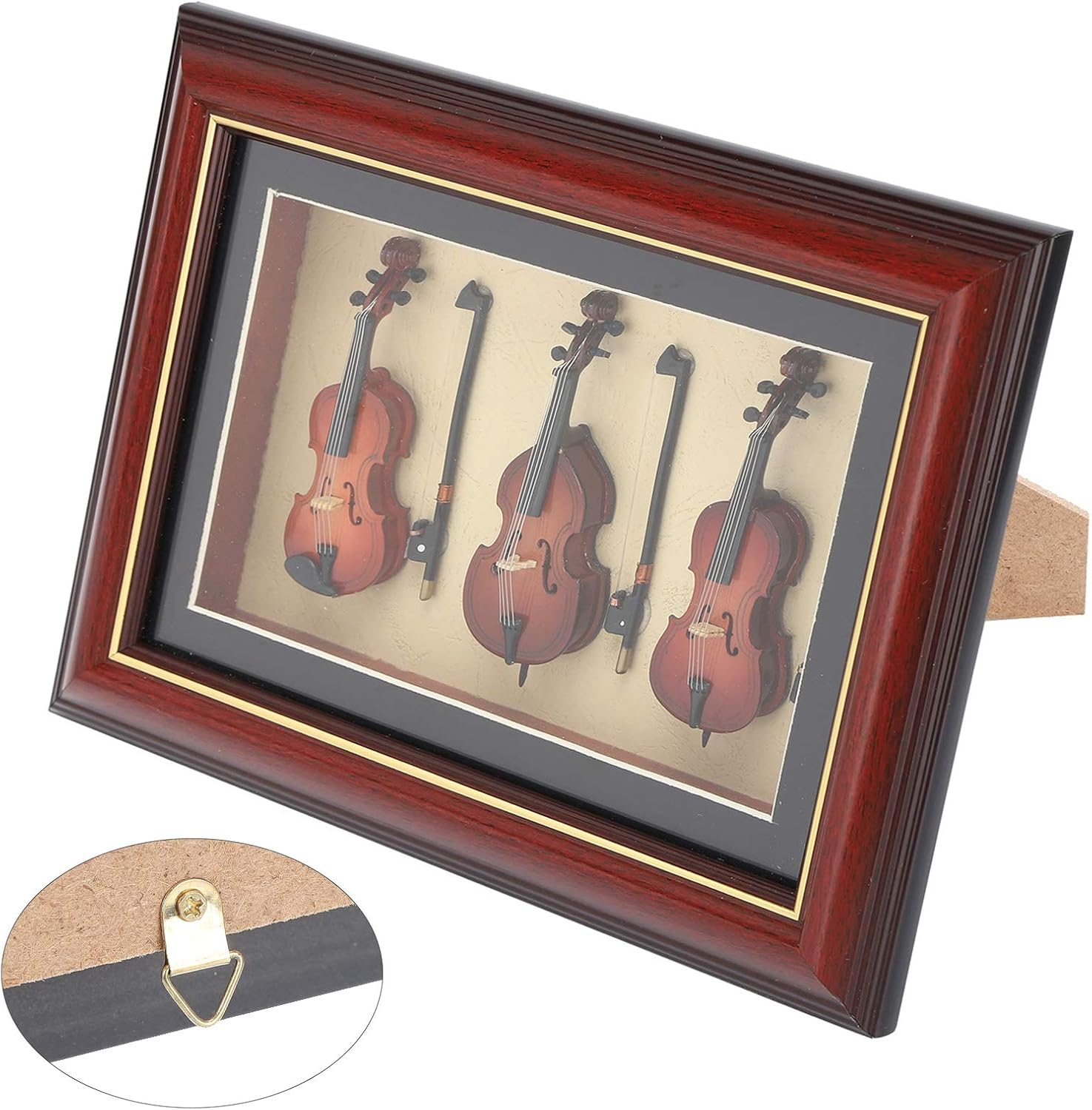 Zerodis Mini Musical Instrument Frame Ornaments with Basswood Glass Display, for Desktop Room Decor Table Centerpiece