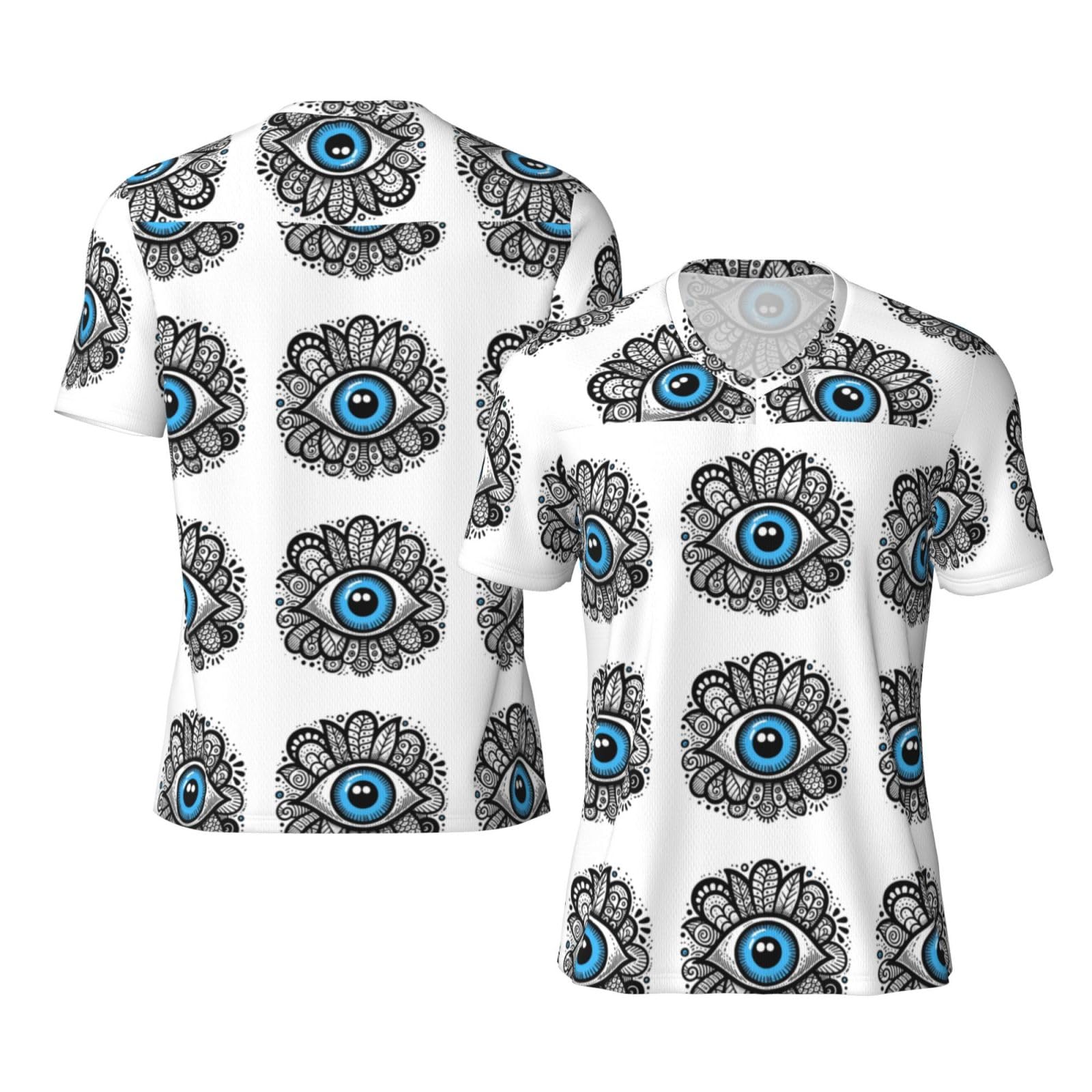 Stylish Athletic Sports Jersey Turkey-Evil-Eye-Blue Men's Rugby Jersey Large