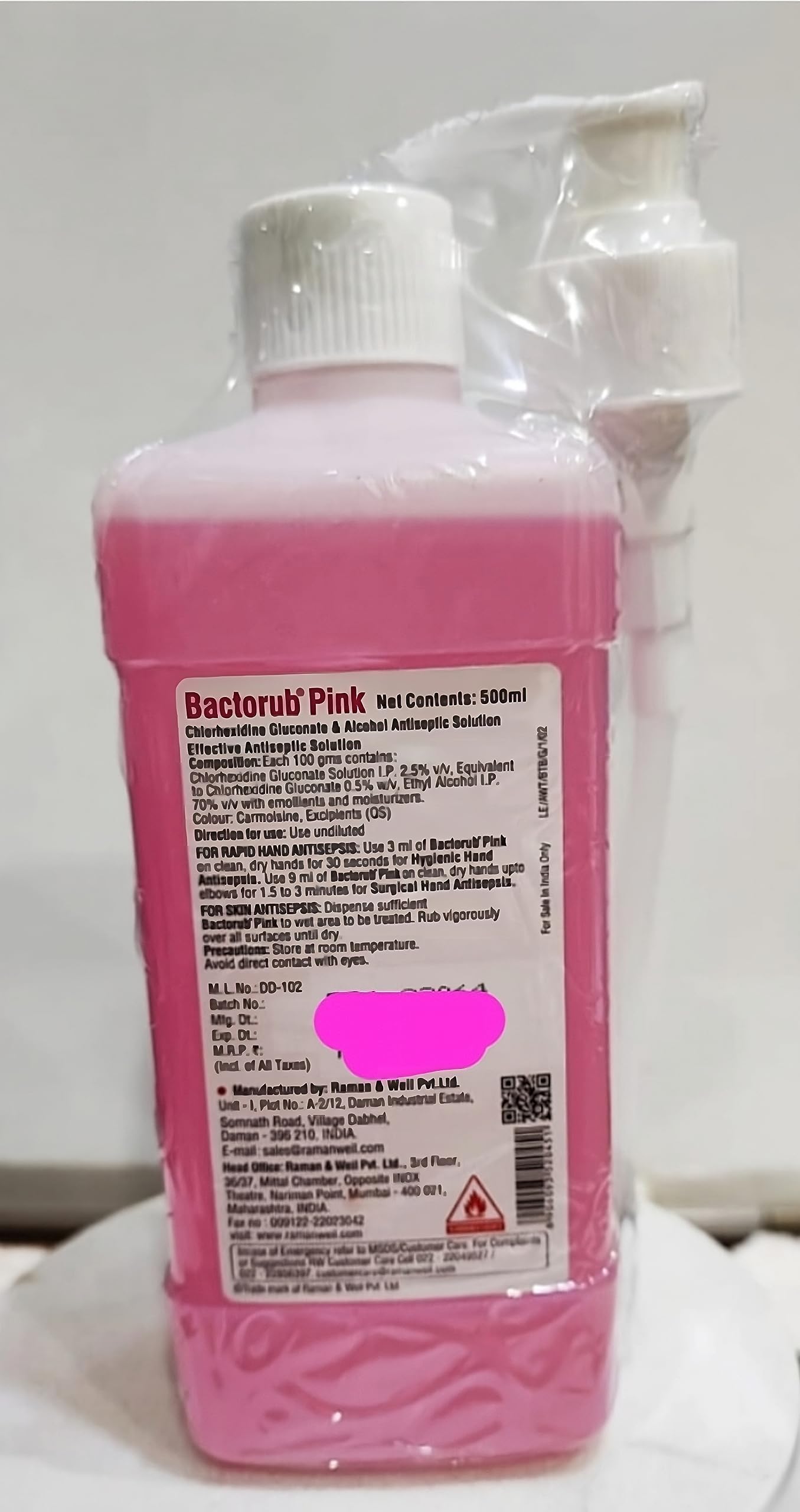 Bactorub Hand Sanitizer Pink - 500 ml by Raman & weil